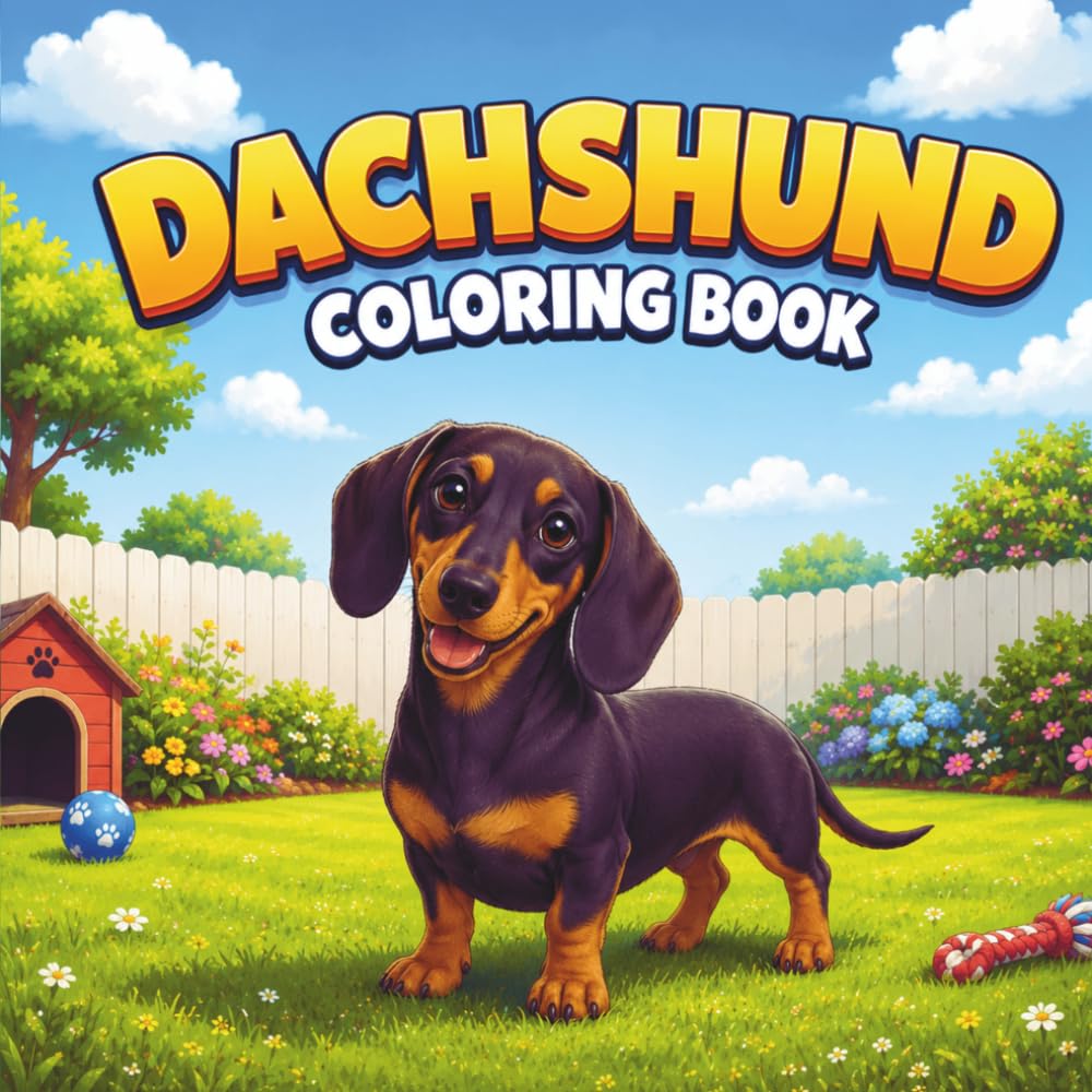 Dachshund Coloring Book: 40 Easy and Fun Cute Weiner Dog Coloring Book For Kids & Adults, Perfect For Dachshund Lovers