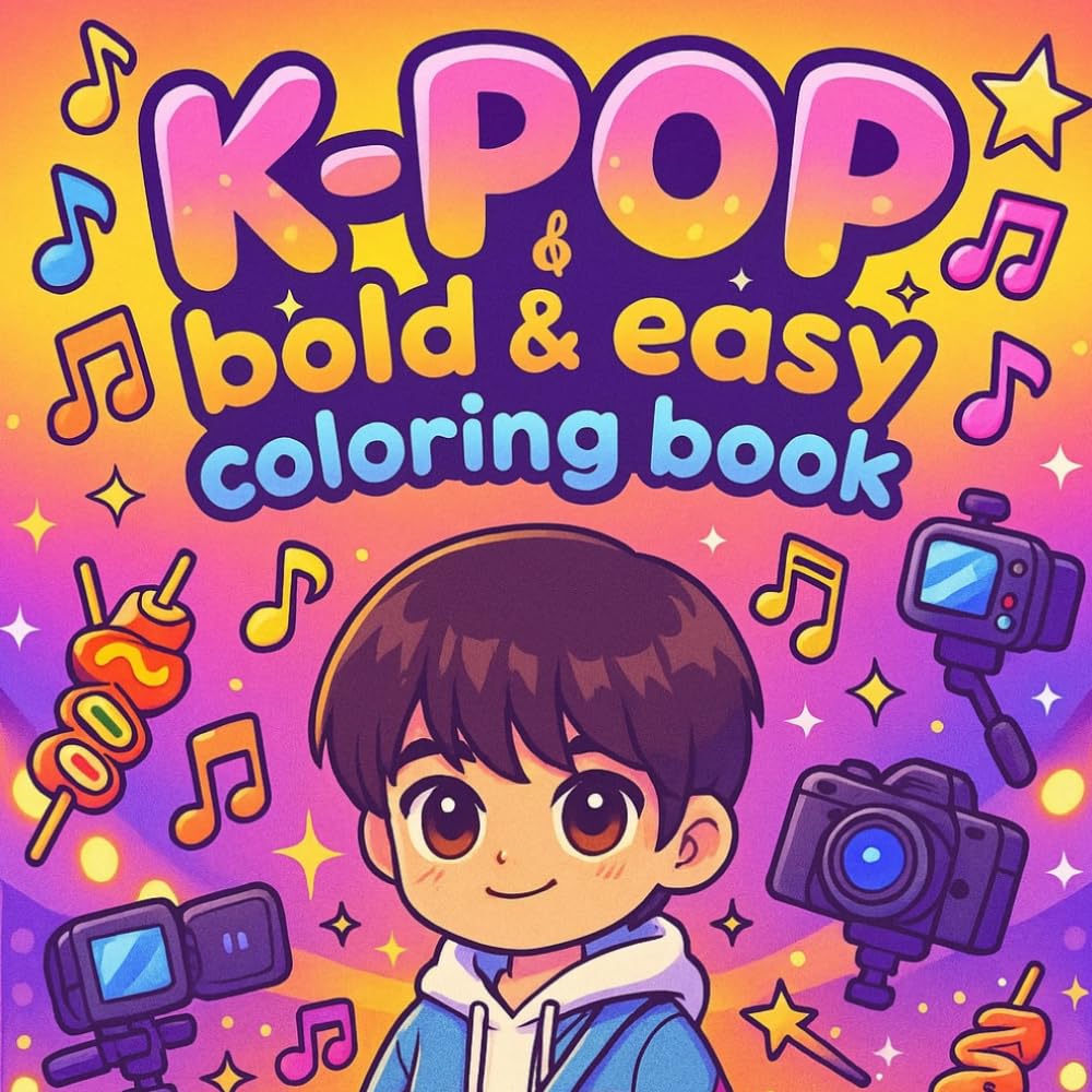 THE BIG K-POP BOOK: Adorable K-pop bold and easy coloring book | 50+ Simple Aesthetic Designs for Kids and Teens