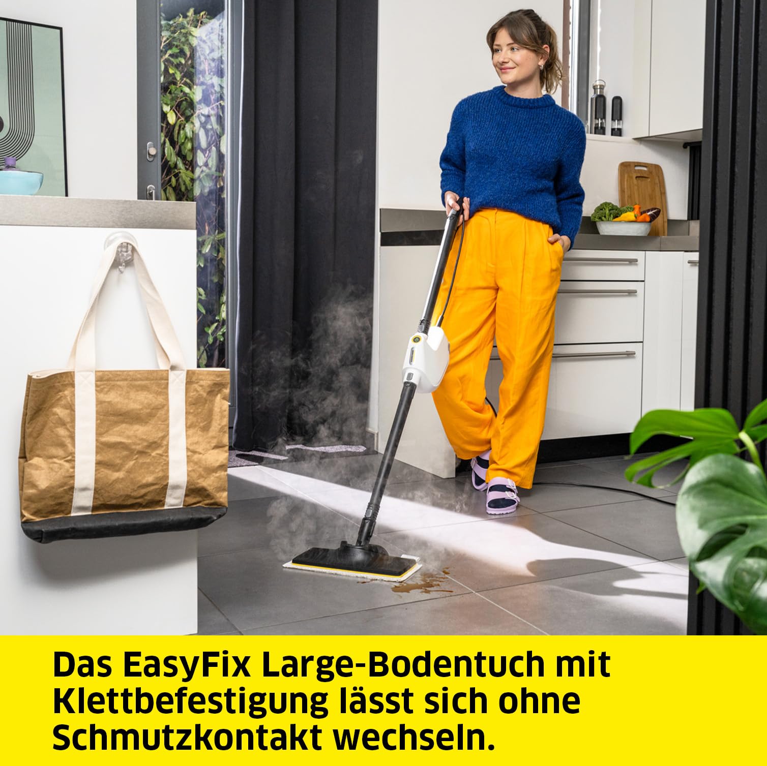 Kärcher Dampfreiniger SC 1 Multi & Up, Aufheizzeit: 30 s, Flächenleistung: ca. 20 m², Tank: 0,2 l, Gewicht: 1,6 kg, Bodendüse EasyFix Large, 1 Mikrofaser-Bodentuch Large, Entkalkungskartusche