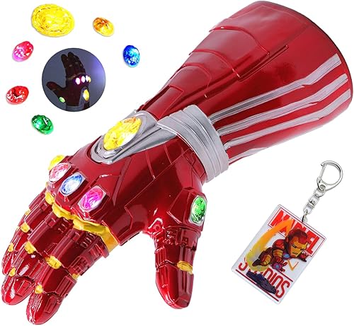 Polyacer Guantes electrónicos de infinito, guantes de infinito de hierro para hombre, 3 luces LED, modo de iluminación, piedras infinitas con imán