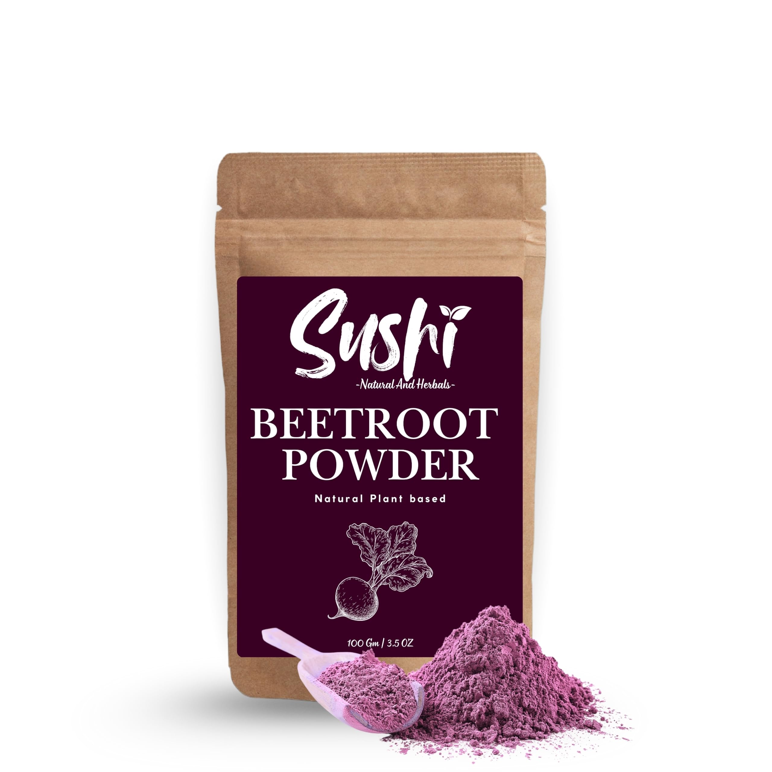 Sushi Beetroot Powder | 100% Pure & Organic | Natural Energy Booster & Skin Health | Rich in Antioxidants (Pack of 1 | 100gm)