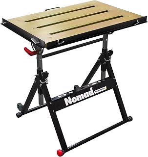 StrongHand Tools TS3020 Nomad Steel Welding Table: 1.1" 28mm Slots, Adjustable Height/Angle, Casters, Guide Rails