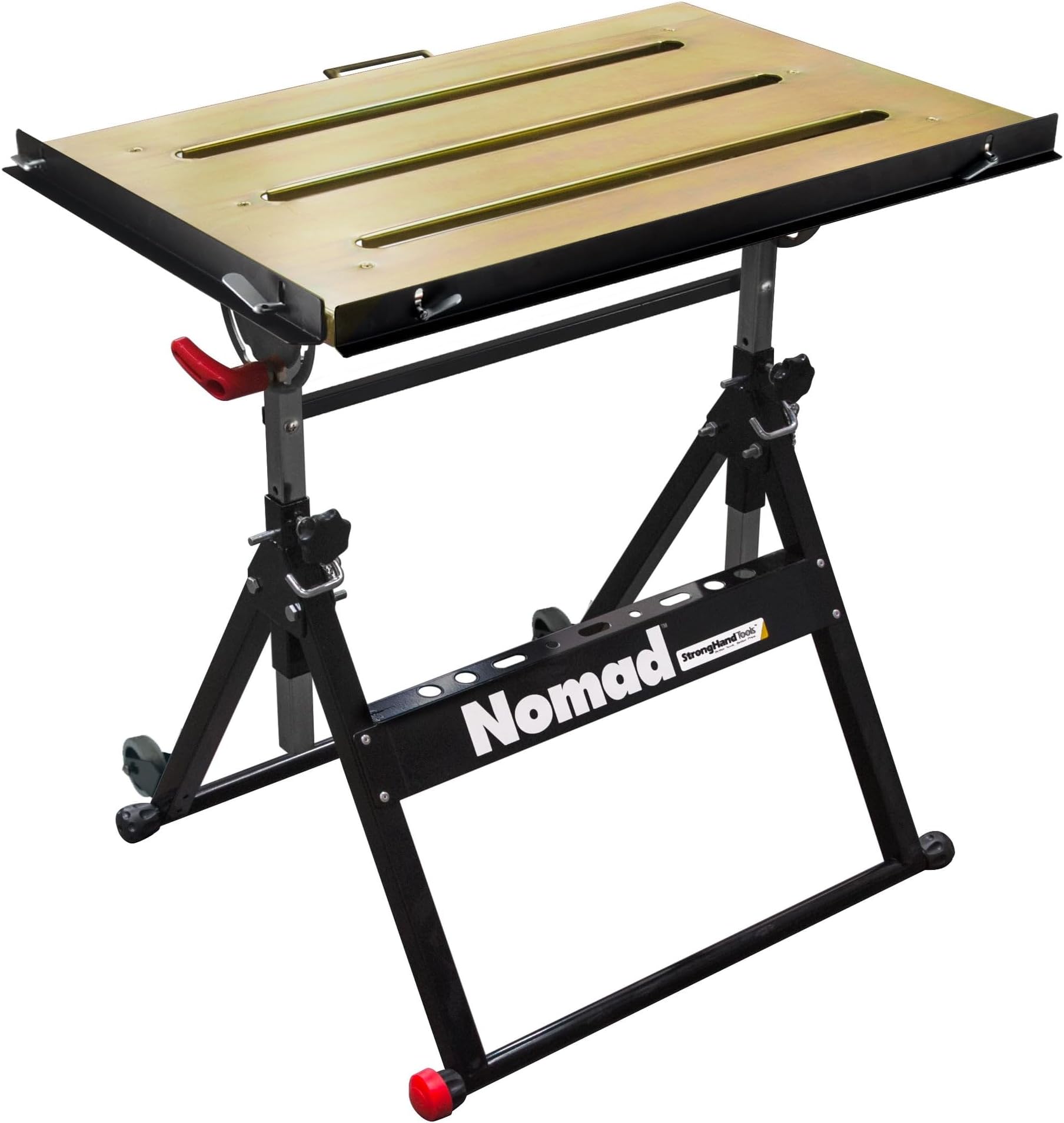 Steel Welding Table, 1.1″ (28mm) Tabletop Slots, Adjustable Angle & Height, Casters, Retractable Guide Rails, Eccentric Leveling Foot, TS3020
