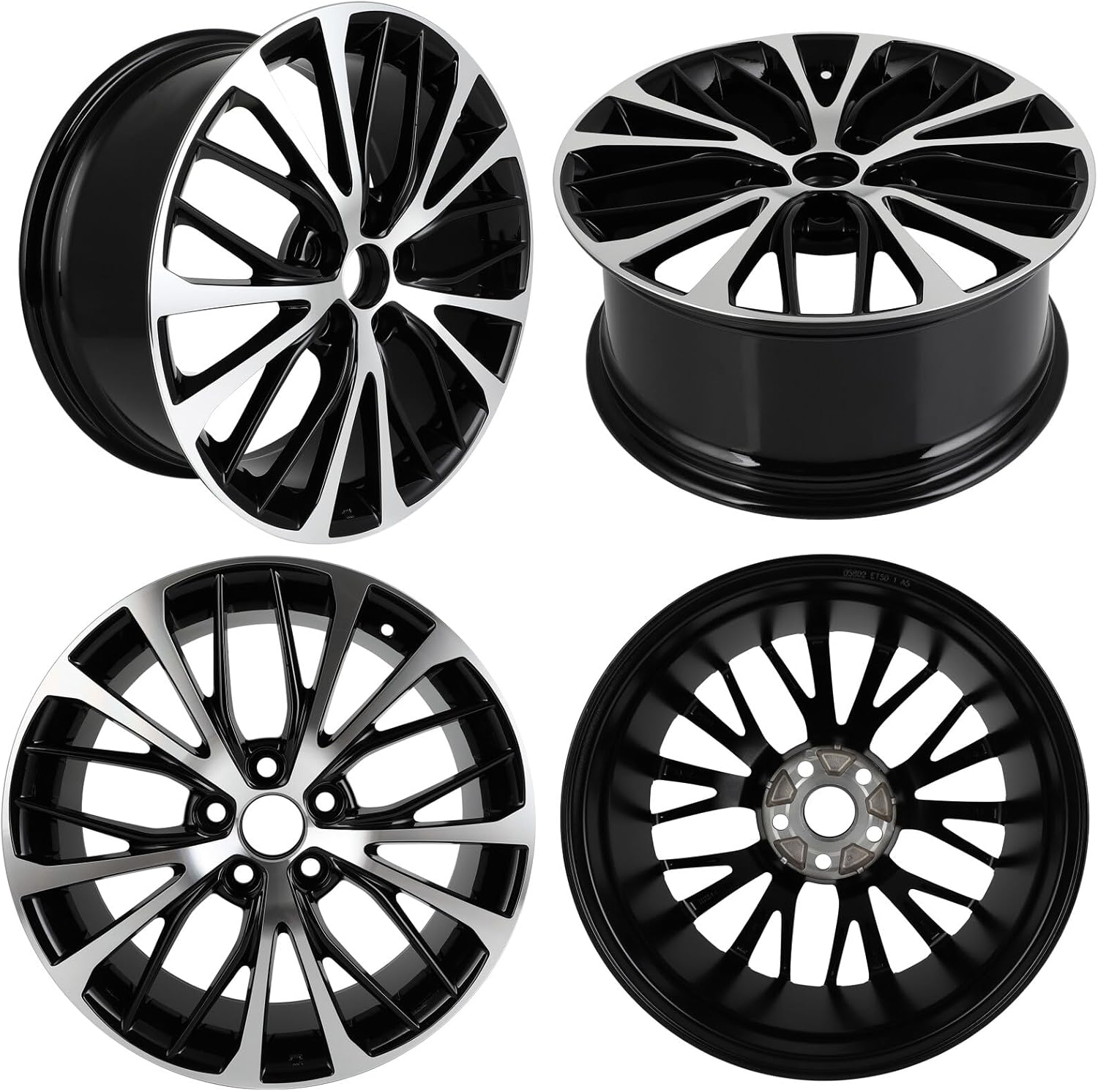 Ineedup 18 inch Wheel rim size:18 * 8.0in,ET:50,H/PCD:5 * 114.3,CB:60.1,BLACK MACHINE FACE-SET OF 4