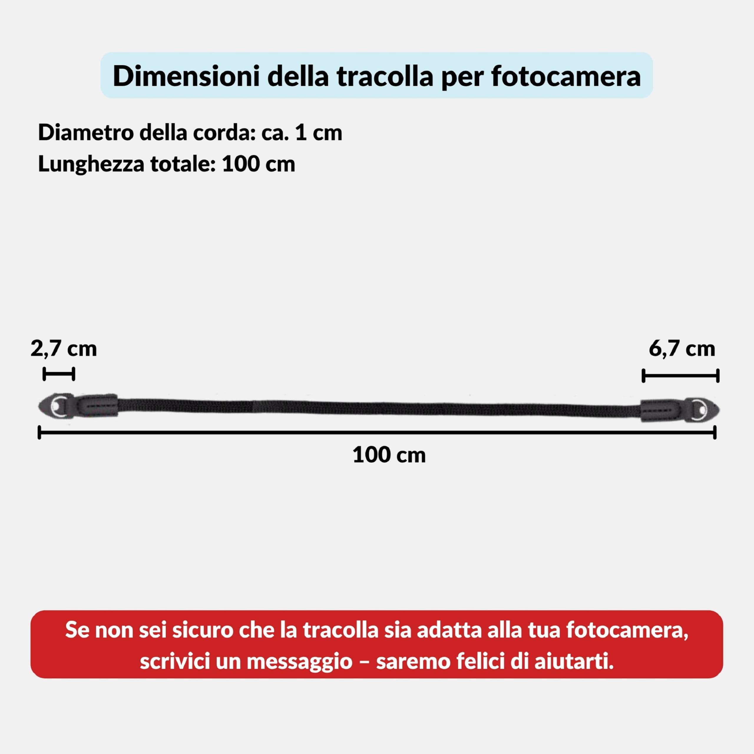 LENS-AID Tracolla per fotocamera effetto corda, 100 cm: come tracolla per il collo per il trasporto di una fotocamera di diversi produttori