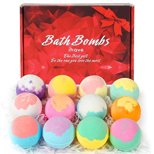 iHave Bombas de baño para mujer, relajantes, alivio del estrés, regalos de spa para ella, 12 mini bombas de baño de burbujas, aniversario, San