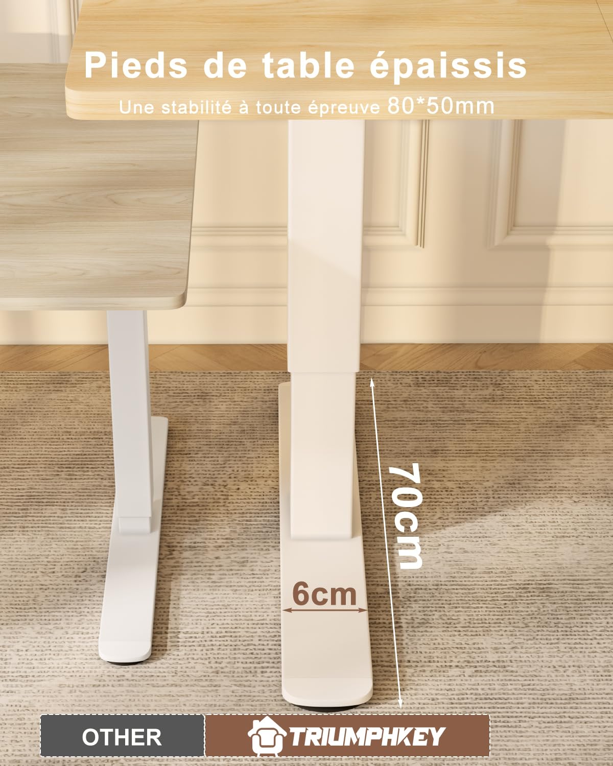 TRIUMPHKEY Bureau Réglable en Hauteur 160x80 cm, avec Rappel de Sédentarité et 3 Mémoires, Port USB-A, Système Anti-Collision, Bureau de Télétravail, Beige