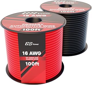 GS Power 200ft CCA 16 Gauge Wire Automotive, 100ft Spool-2 Colors, 16 AWG 12v Low Voltage, Speaker Electrical Wire Low Voltage Primary for Car Stereo Audio Trailer Harness Hookup Wiring LED Light DIY