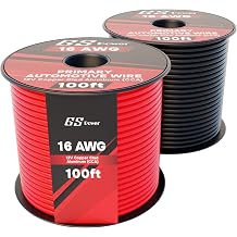 GS Power 200ft CCA 16 Gauge Wire Automotive, 100ft Spool-2 Colors, 16 AWG 12v Low Voltage, Speaker Electrical Wire Low Voltage Primary for Car Stereo Audio Trailer Harness Hookup Wiring LED Light DIY