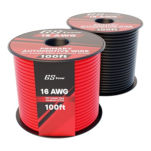 Miniatura 16 de GS Power Cable de calibre 10 CCA de 100 pies para automóvil, rojo y negro, 50 pies por rollo, 10 AWG 12 V, cable eléctrico de altavoz flexible