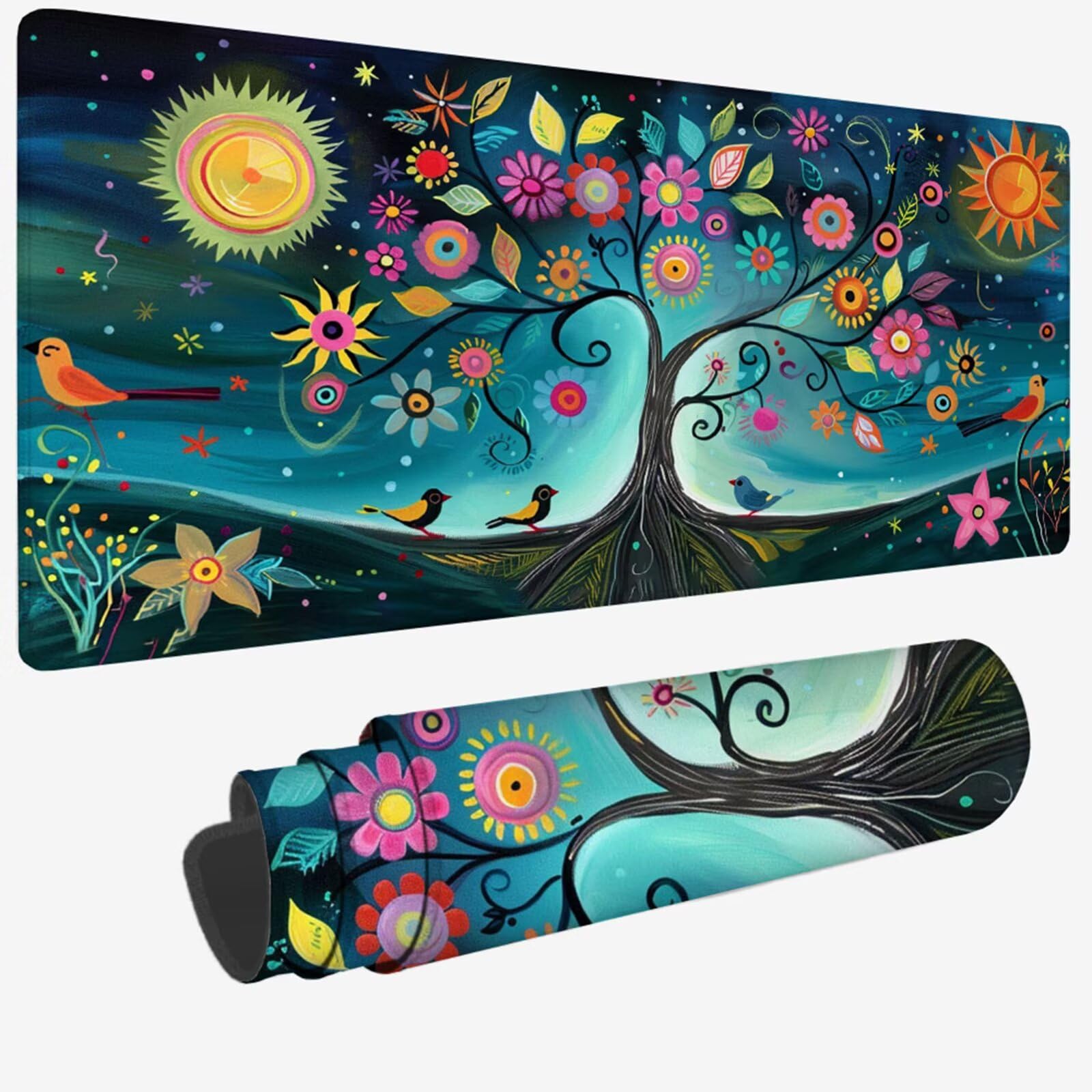 Podkładka pod mysz XXL 1200 x 400 x 3 mm, niebieska duża podkładka pod mysz z wodoodporną i gumową antypoślizgową podkładką pod biurko zszyte krawędzie, poprawia precyzję i szybkość dla gracza W-788