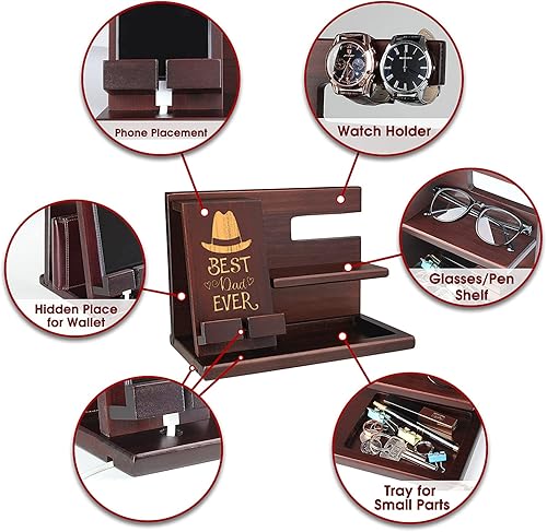 Miniatura 8 de awofer Estación de acoplamiento de teléfono de madera para hombres, "I Love You Forever", idea de aniversario personalizada para él, marido, novio