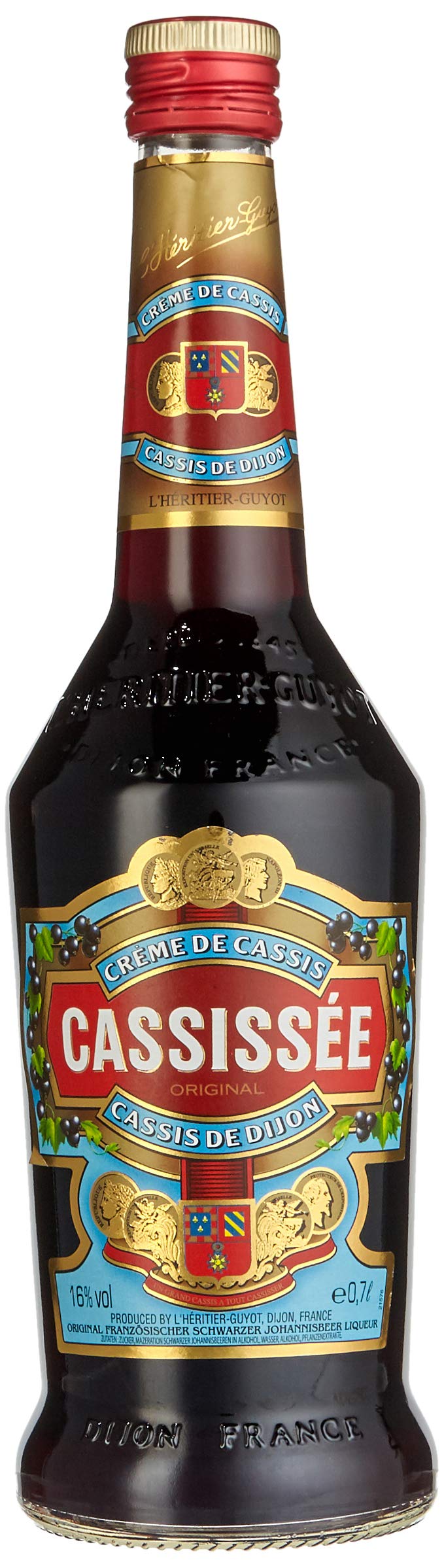 Cassissée Crème de Cassis Johannisbeer-Likör (1 x 0,7 l)(Flaschendesign kann abweichen).