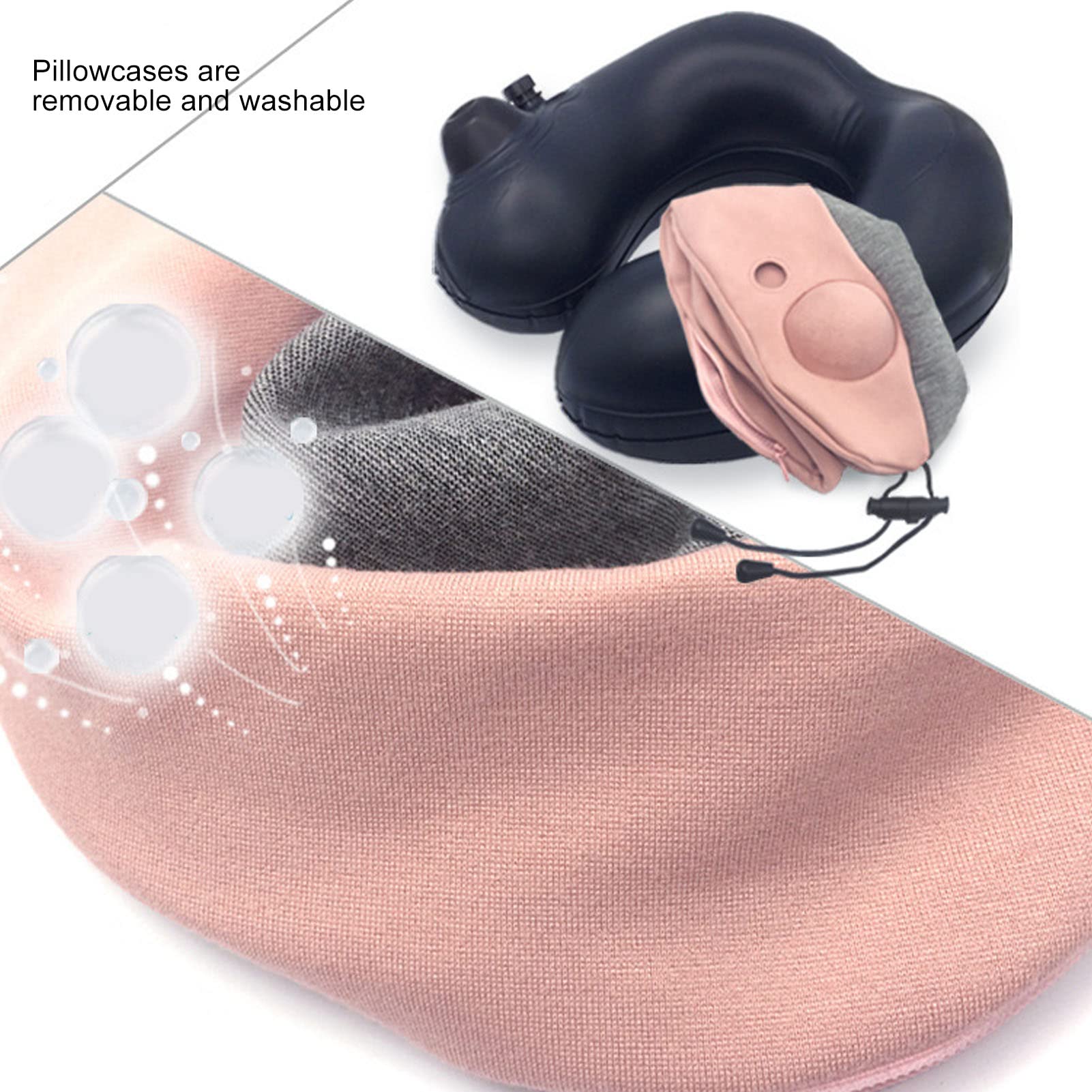 KANASI Cuscino da viaggio gonfiabile per il collo, design a forma di U pressogonfiabile con custodia per il comfort del sonno dell'auto in aereo