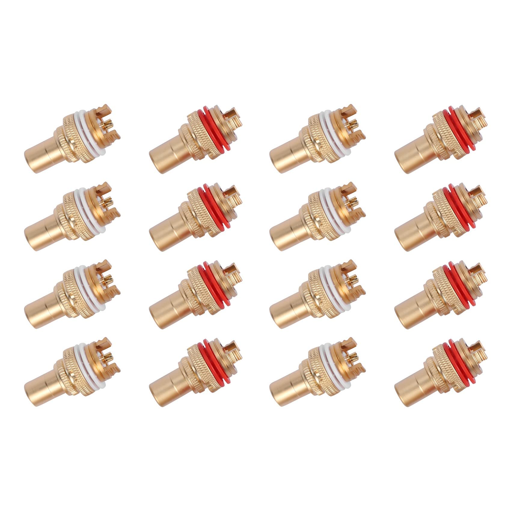 Trjgtas 16Pcs Rouge + Blanc RCA Chassis Prise Connecteur de Haute Qualite RCA Phono Prise de Cuivre Ampli HiFi