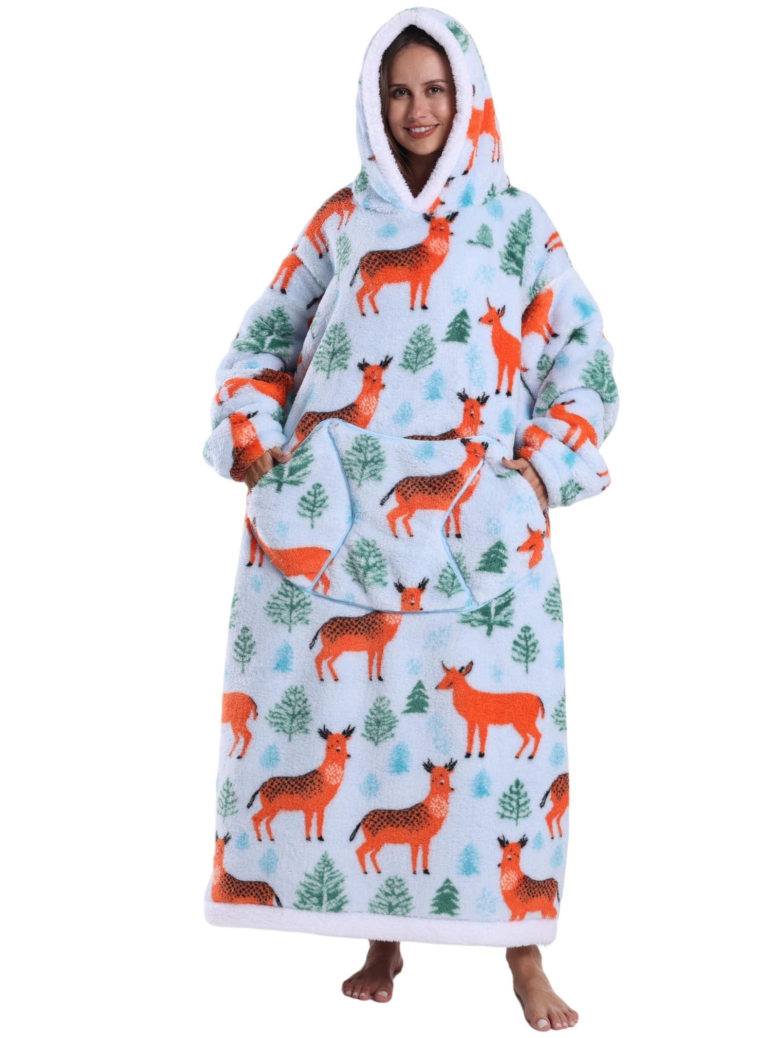 Pterygoid Extra Long Oversized Blanket Hoodie,Hooded Wearable Blanket with Sleeves for Women and Men,Soft Fleece Giant Sweatshirt with Pocket Gift for Adult Teenager