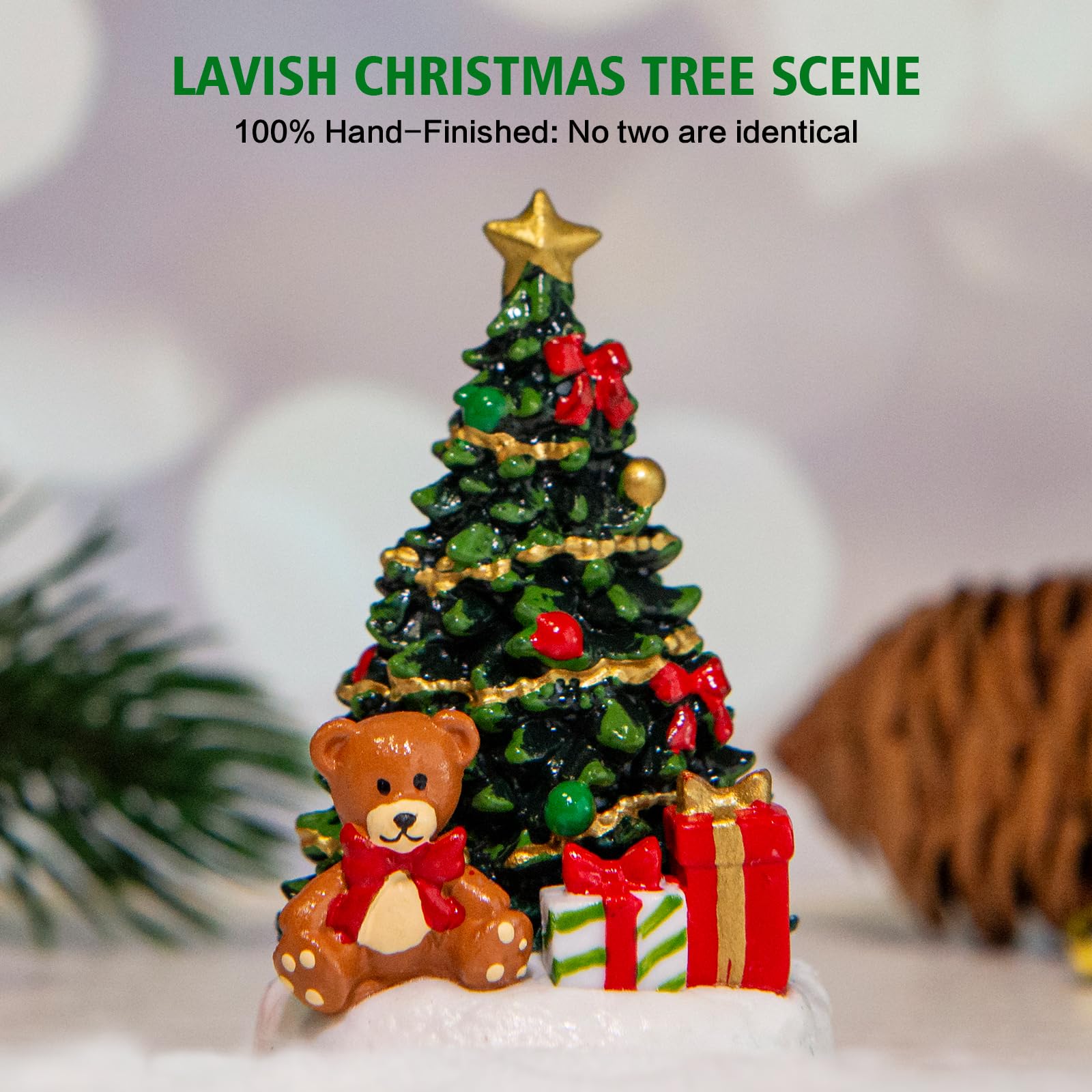 Linterna de globos de nieve de Navidad con música, globos de nieve de árbol de Navidad con efectos de purpurina de remolino de agua, alimentado por USB/batería con temporizador de 6 horas