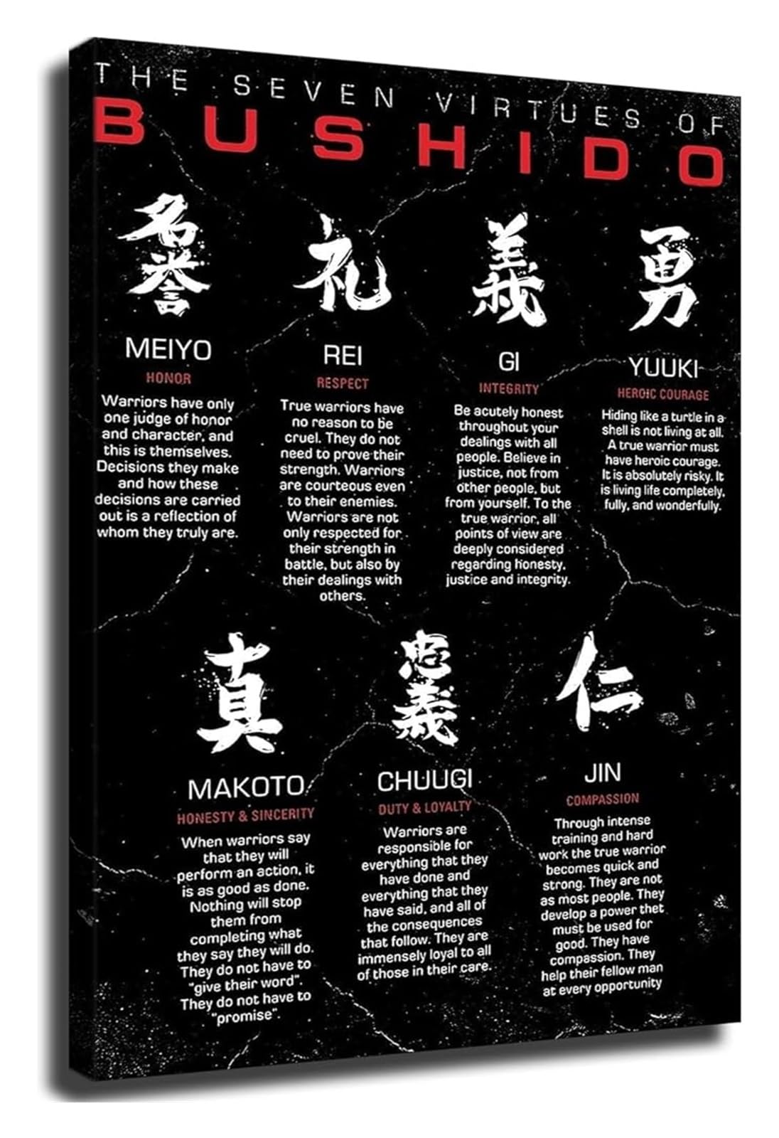 UYCUODLUY Seven Samurai Principles Guide Poster Wall-Art for Style Room(Unframed,12x18inch(30x45cm))