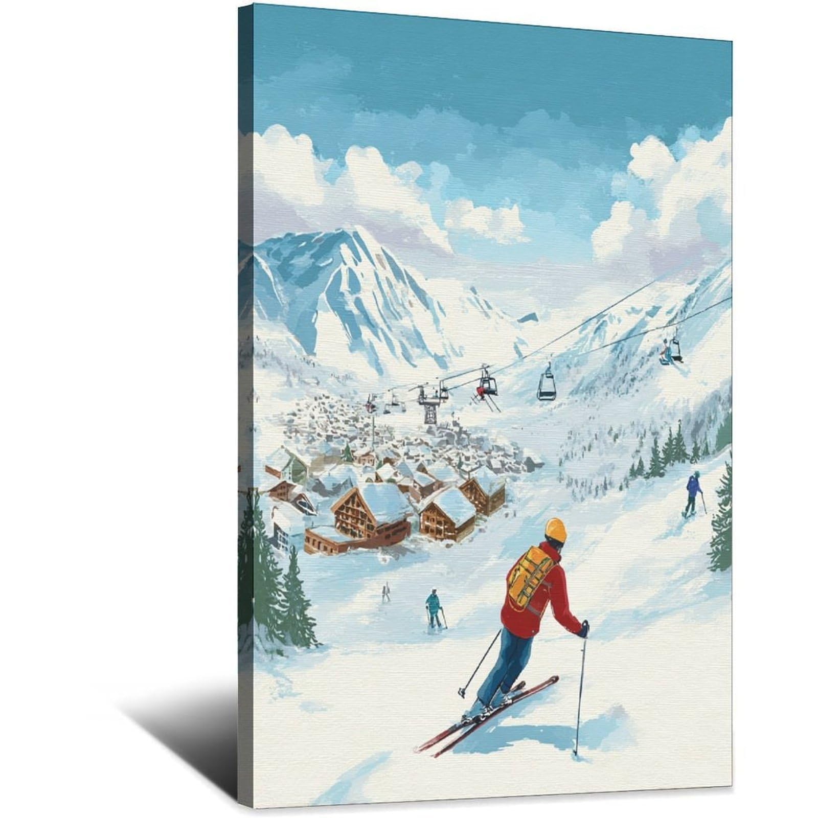 CFXNGA Obergurgl Austria Ski Poster 20x30inch(50x75cm) Vintage Watercolor Canvas Art