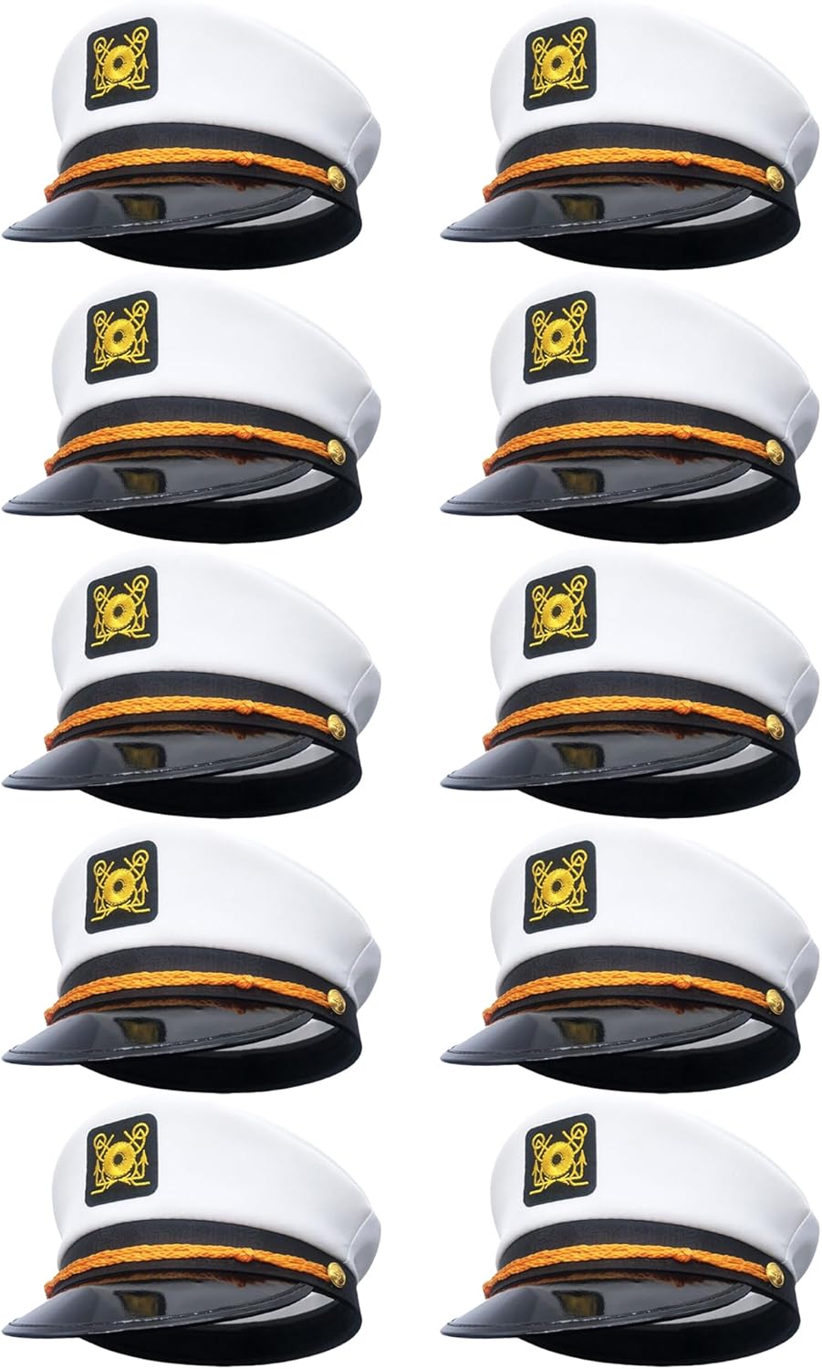 10 Pack Adjustable Captain Hats Colorful Nautical Sailor Hat Captain Admiral Hat for Adult Cruise Party Accessory