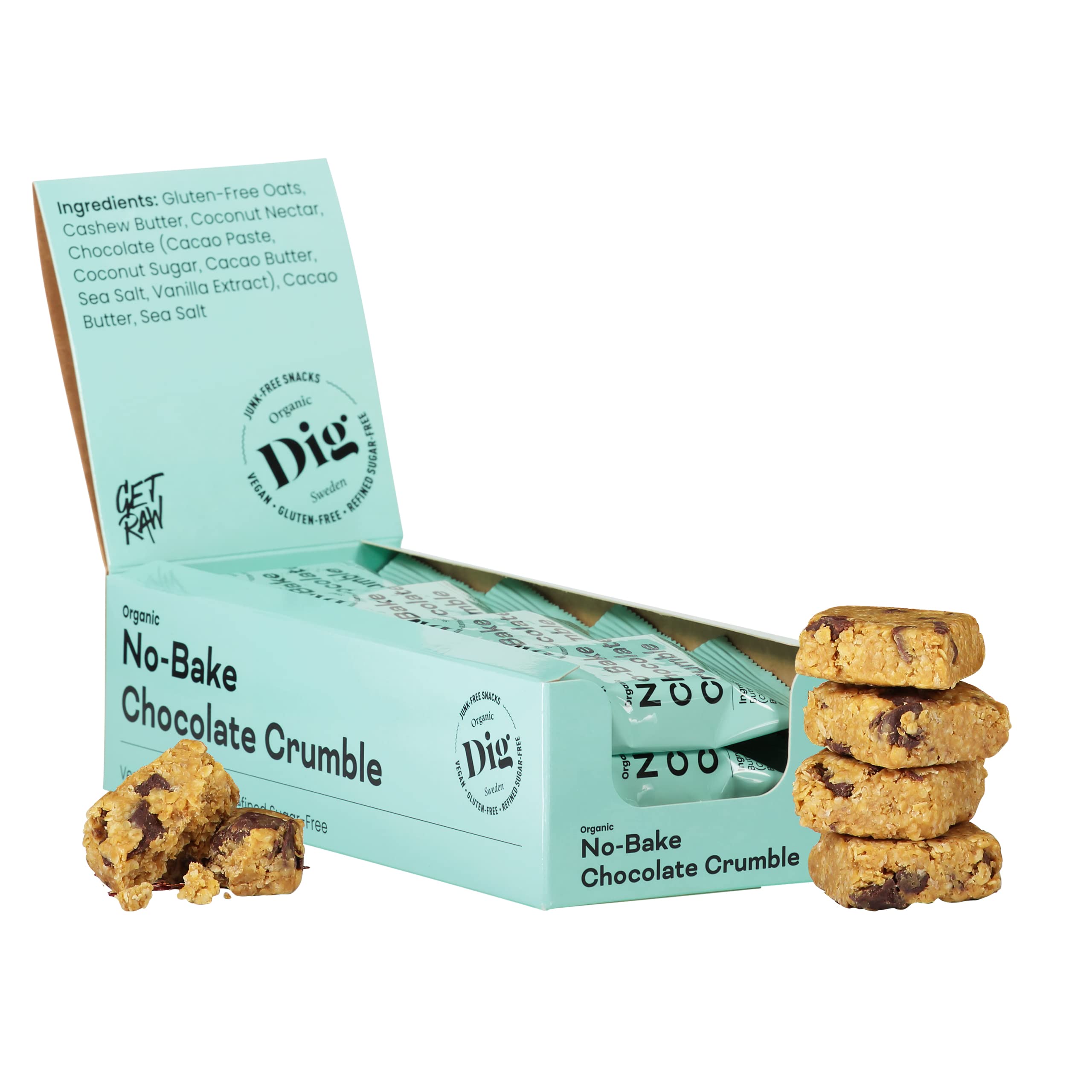 Dig Bio-Streuselkuchen Schoko – No-Bake Riegel mit Schokolade, Vegan & Glutenfrei, 12 x 35g