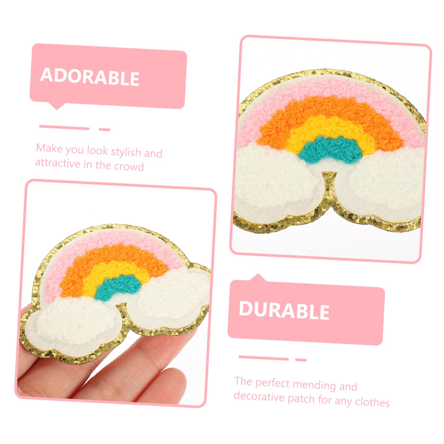 TEHAUX 60stücke Gestickte Aufnäher Regenbogen Und Design Für Kleidung Taschen Und Bastelprojekte Abdecken Von Löchern Für Kreative Nähprojekte