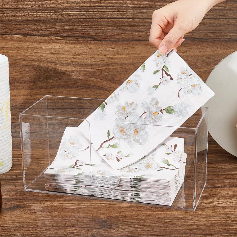 DICOSMETIC 2 dispenser di asciugamani di carta da banco in acrilico trasparente, 26 x 12 x 10,5 x 10,4 cm, portatovaglioli a tre pieghe per bagno e cucina piegati a Z