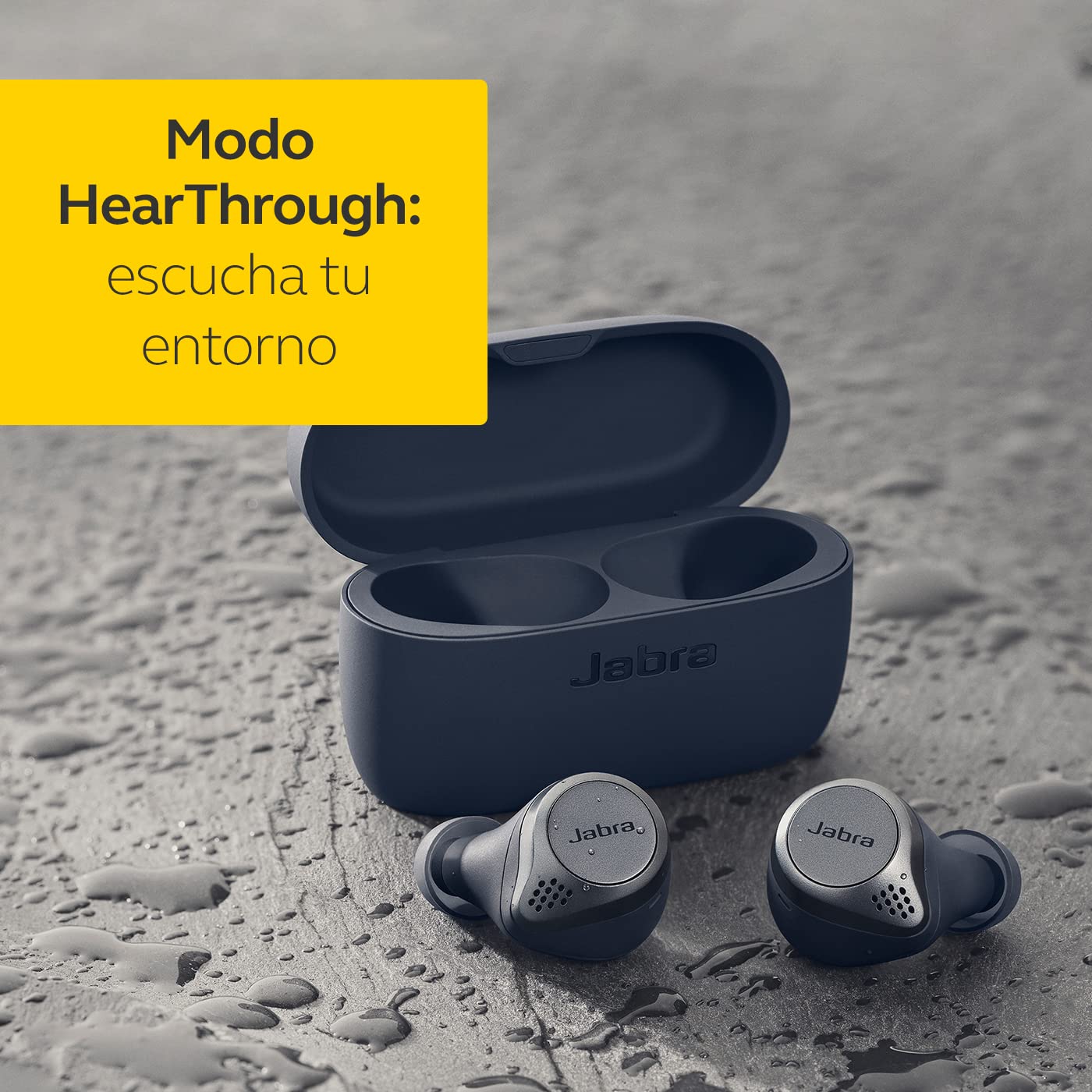 Jabra Elite Active 75t, Auriculares Deportivos inalámbricos con Cancelación Activa de Ruido y batería de Larga duración para Llamadas y música, Azul Marino