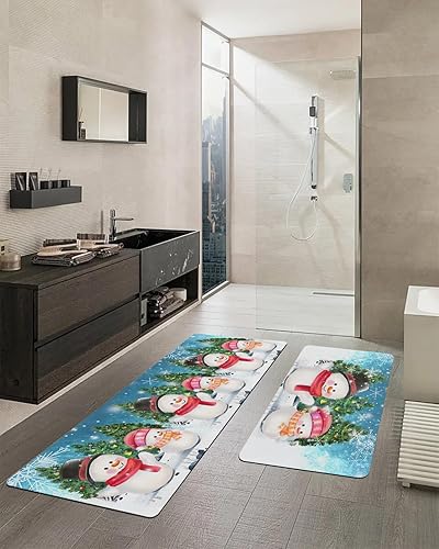 Miniatura 7 de Tapete de baño de muñeco de nieve de Navidad para bañera, tapete antideslizante de secado rápido y absorbente, tierra de diatomeas, fregadero de