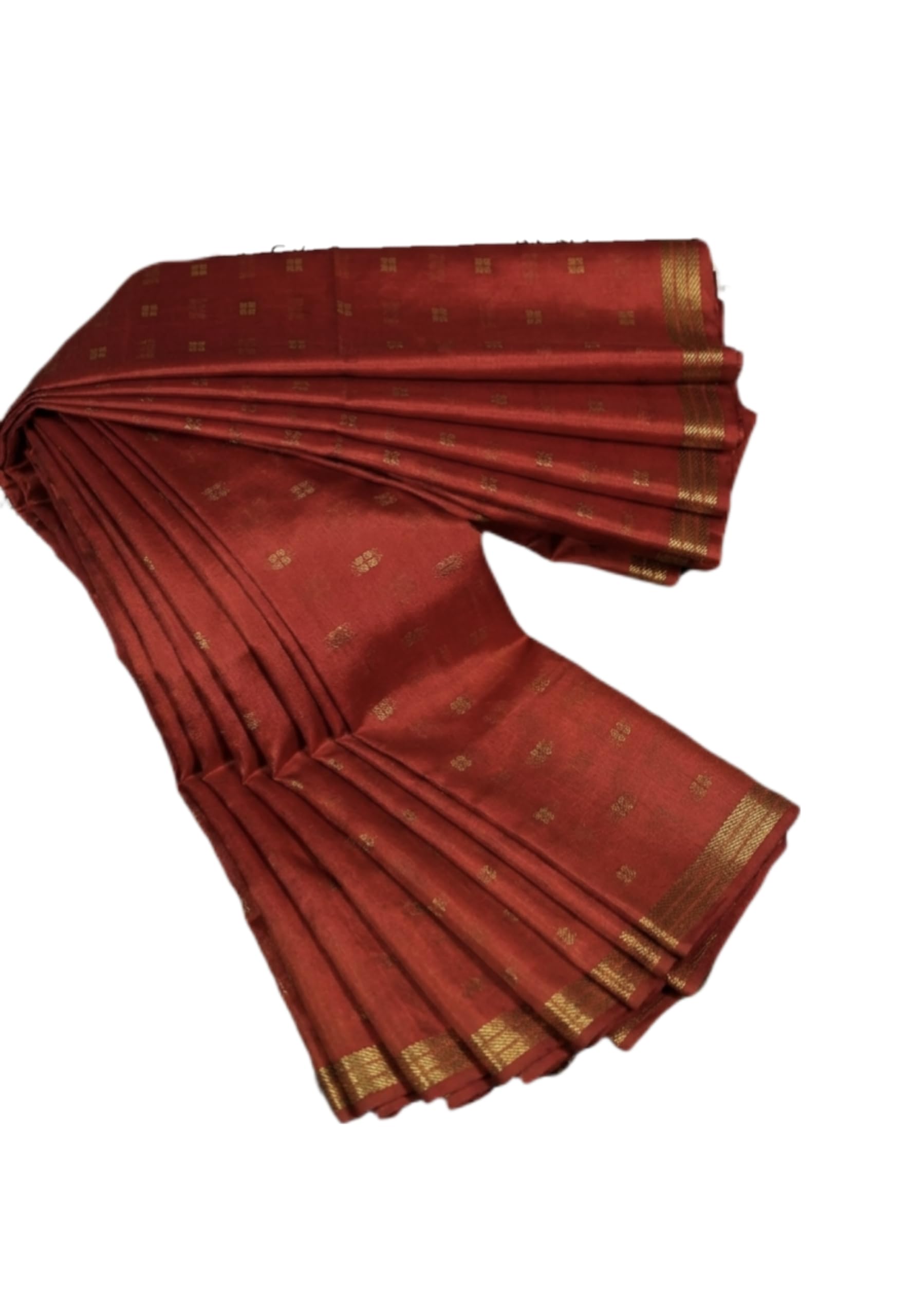 Women's Handwoven Bhagalpuri Soft Cotton Silk Saree | Elegant Small Zari Butti Design With Rich Pallu & Knot | With Running Blouse_0.9m-picture-27