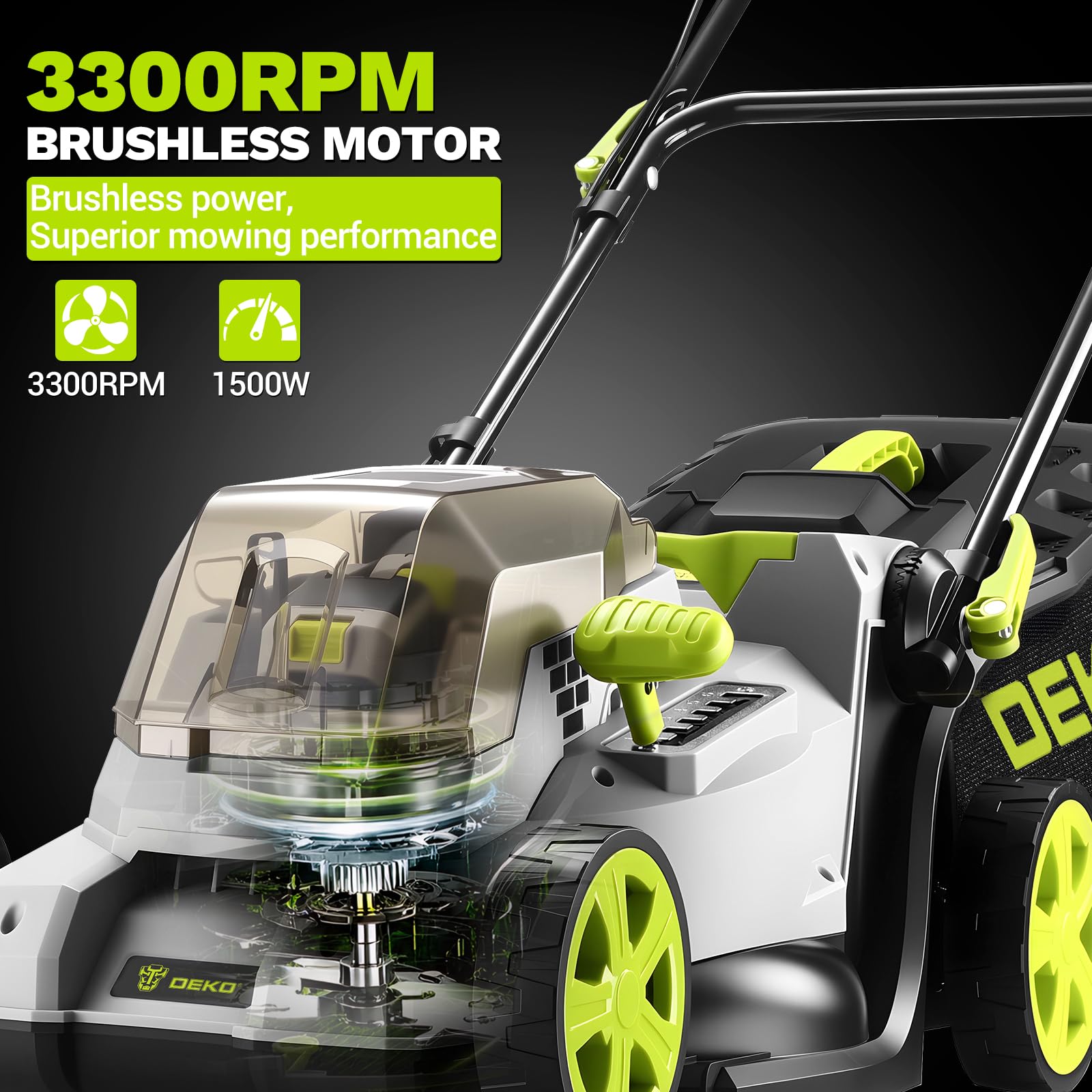 DEKO Tagliaerba a Batteria 40V, Brushless, Larghezza di Taglio 38 cm