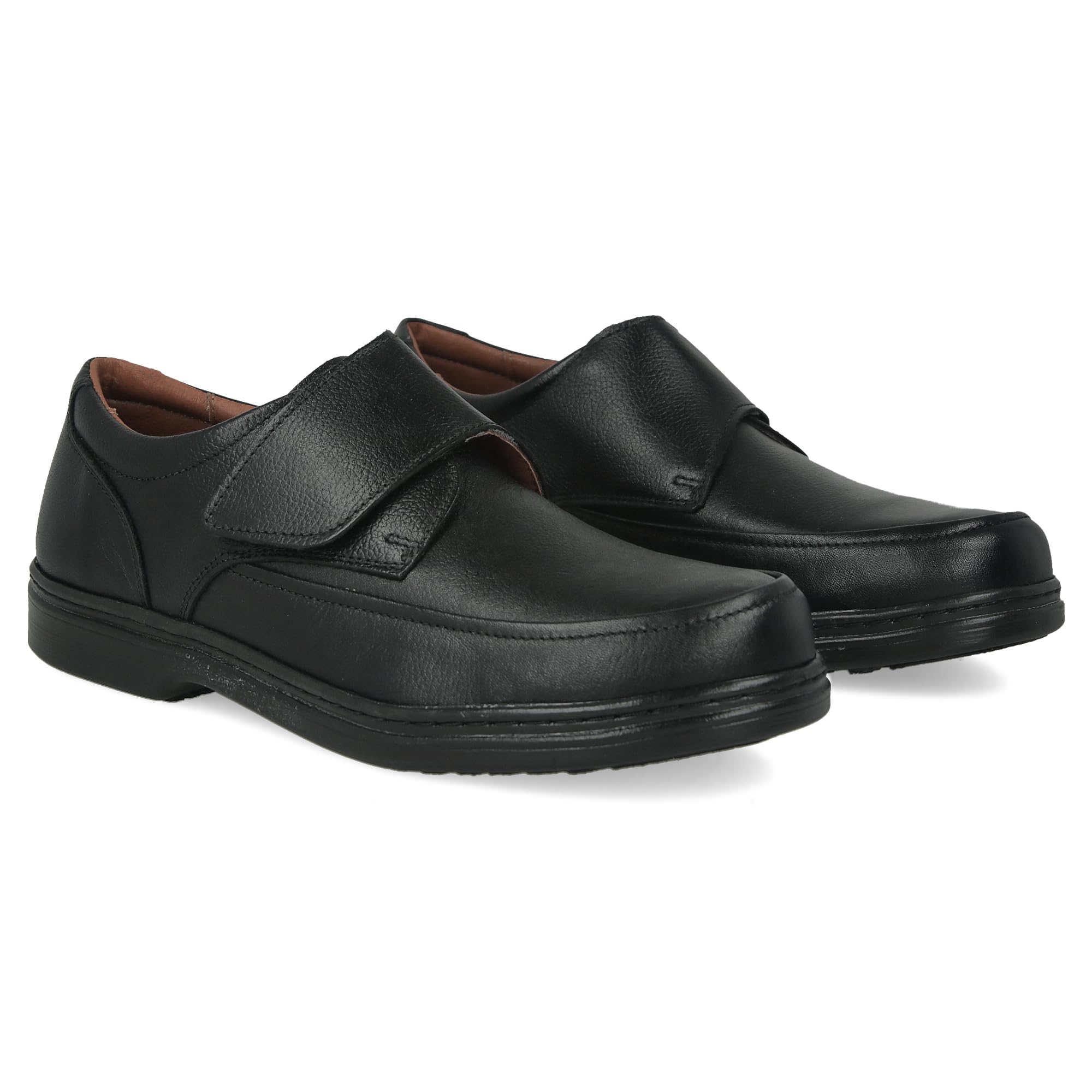 Zapatos de Trabajo, Uniforme y Hostelería de Piel para Hombre. Acolchados. Suela de Goma. Ideal Camareros, Uniformes. con/Sin Cordones y Cierre de Contacto