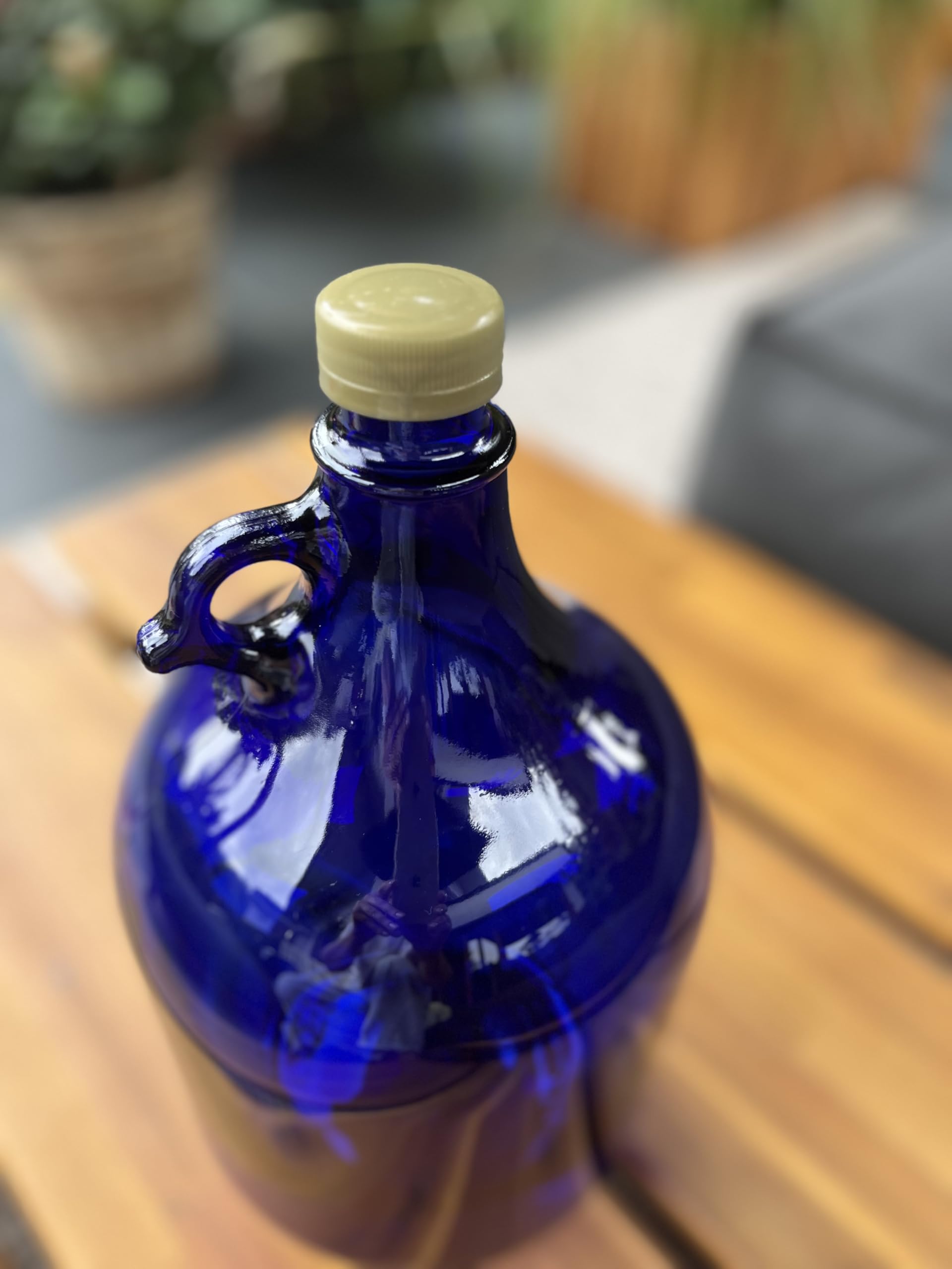 5L Premium blaue Flasche|Wasserflasche| Essig-Öl| Weinballon Glasballon|Weinflasche|Likörflaschen|Ölflasche|leere| Glasbehälter zum Befüllen Glasballonflasche mit Schraubverschluss und Henkel (2x5L)