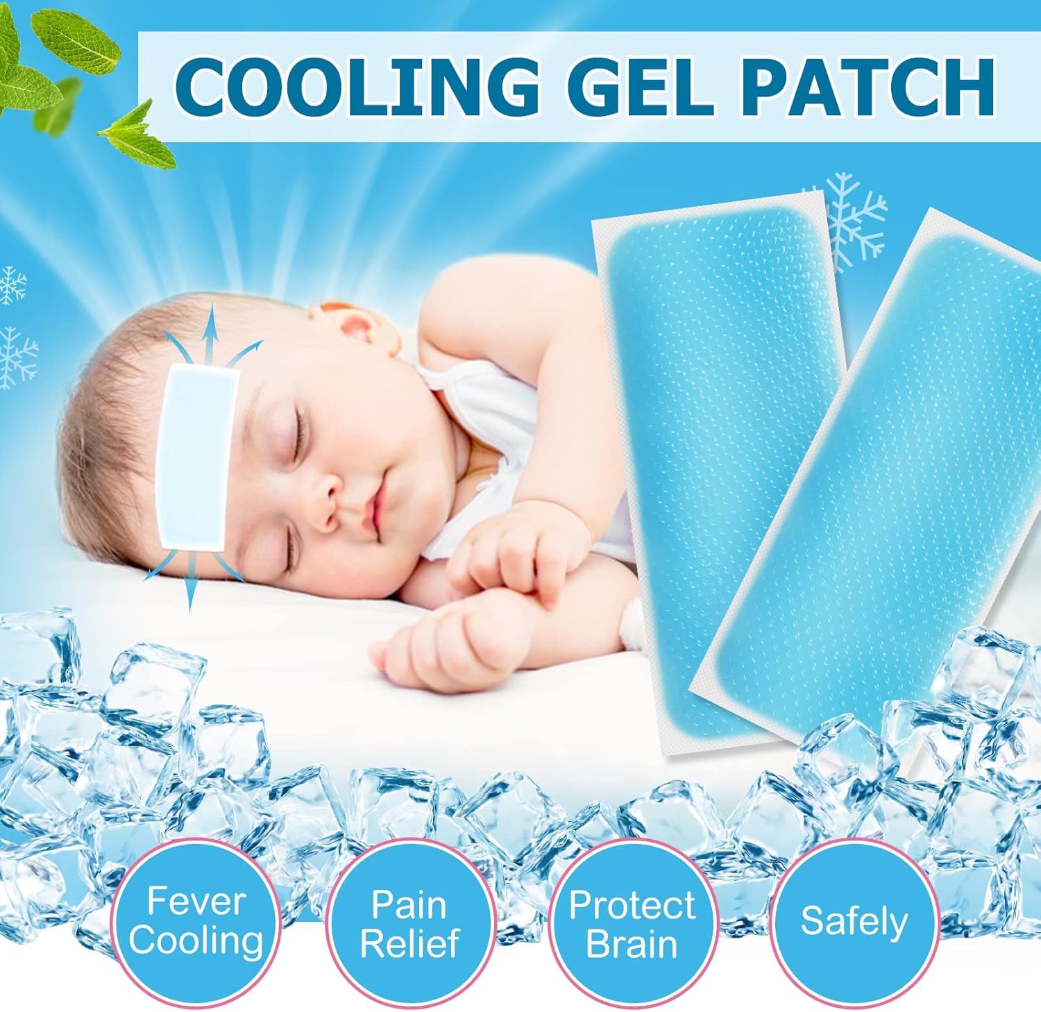 COOFANDY 10Pcs Fever Cooling Gel Patches for Kids & Adults, Relief Cooling Sheets for Headaches, Overheating, Heat Stroke, Long-Lasting, Safe & Drug-Free, Easy to Apply, Cooling Relief Fever Reducer — Amazon image 2