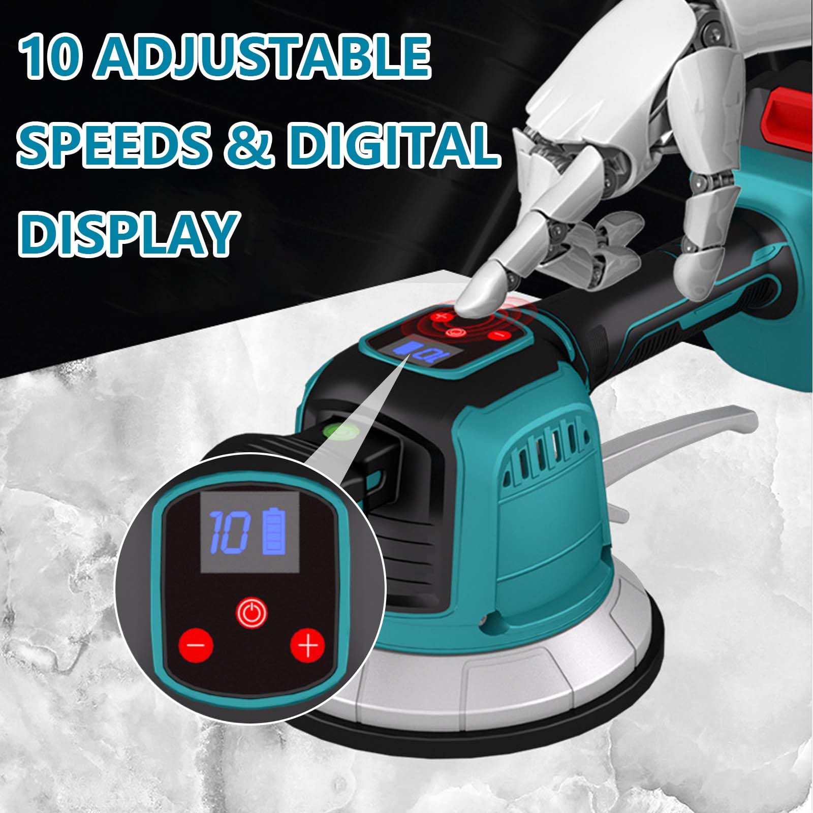 Akku Fliesenrüttler, Elektrische Fliesenvibrator Kompatibel mit Makita 18V Akku, Fliesenleger Maschine mit 10 Gänge Einstellbar,14,5cm Saugnapf, Automatische Nivellierung, 200KG Adsorption,Ohne Akku