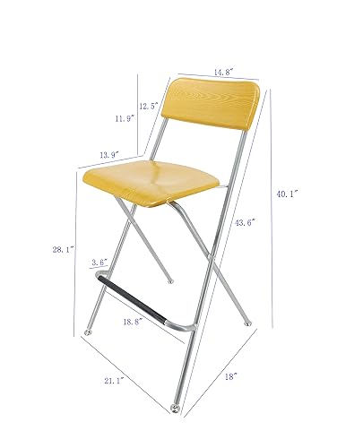 Miniatura 5 de FixtureDisplays® Silla alta plegable Taburete de bar Silla plegable de metal de madera de dos paquetes 11036