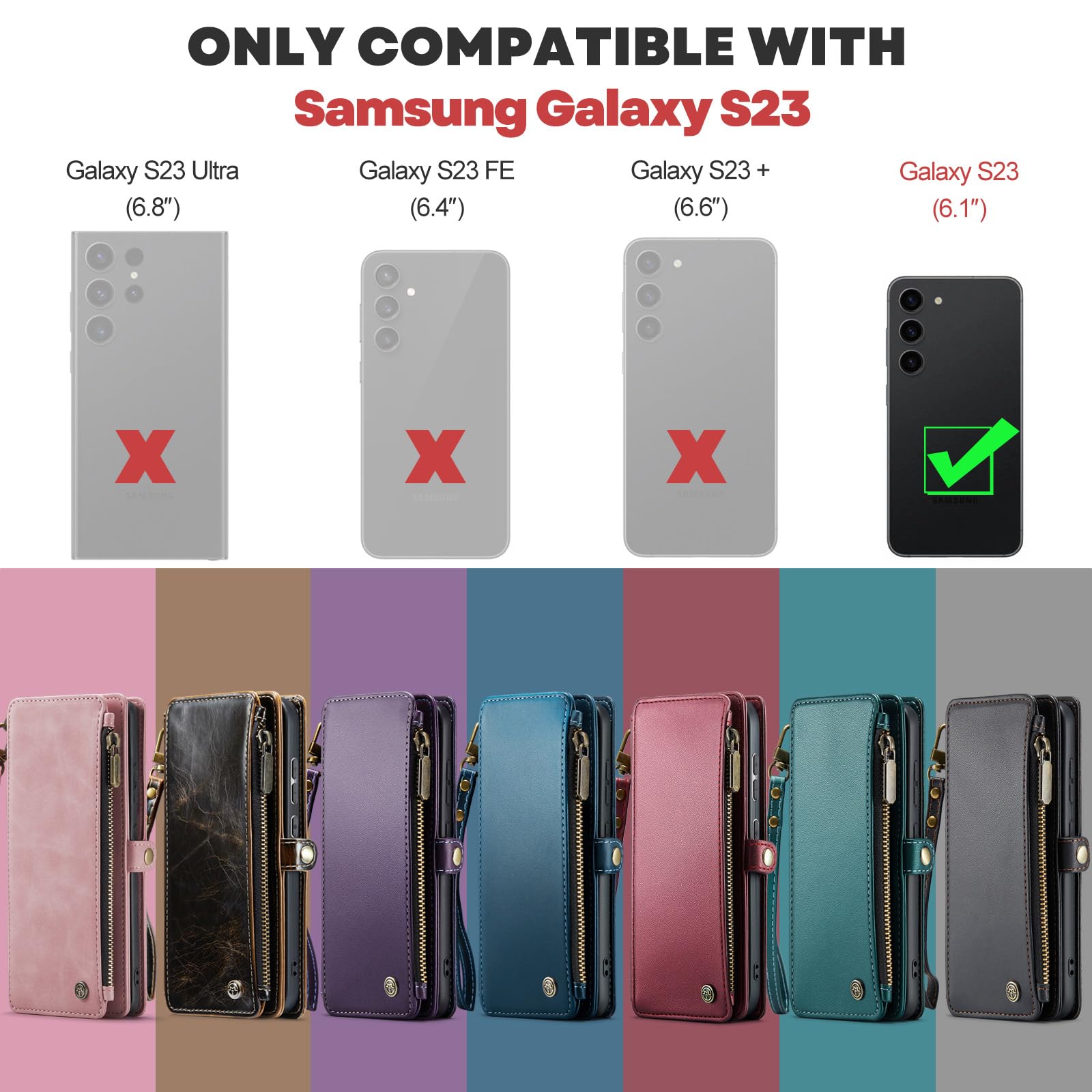 Defencase for Samsung Galaxy S23 Case, ?RFID Blocking? for Galaxy S23 Case Wallet for Women Men with Card Holder, PU Leather Magnetic Flip Strap Wallet Phone Case for Samsung S23 5G 6.1