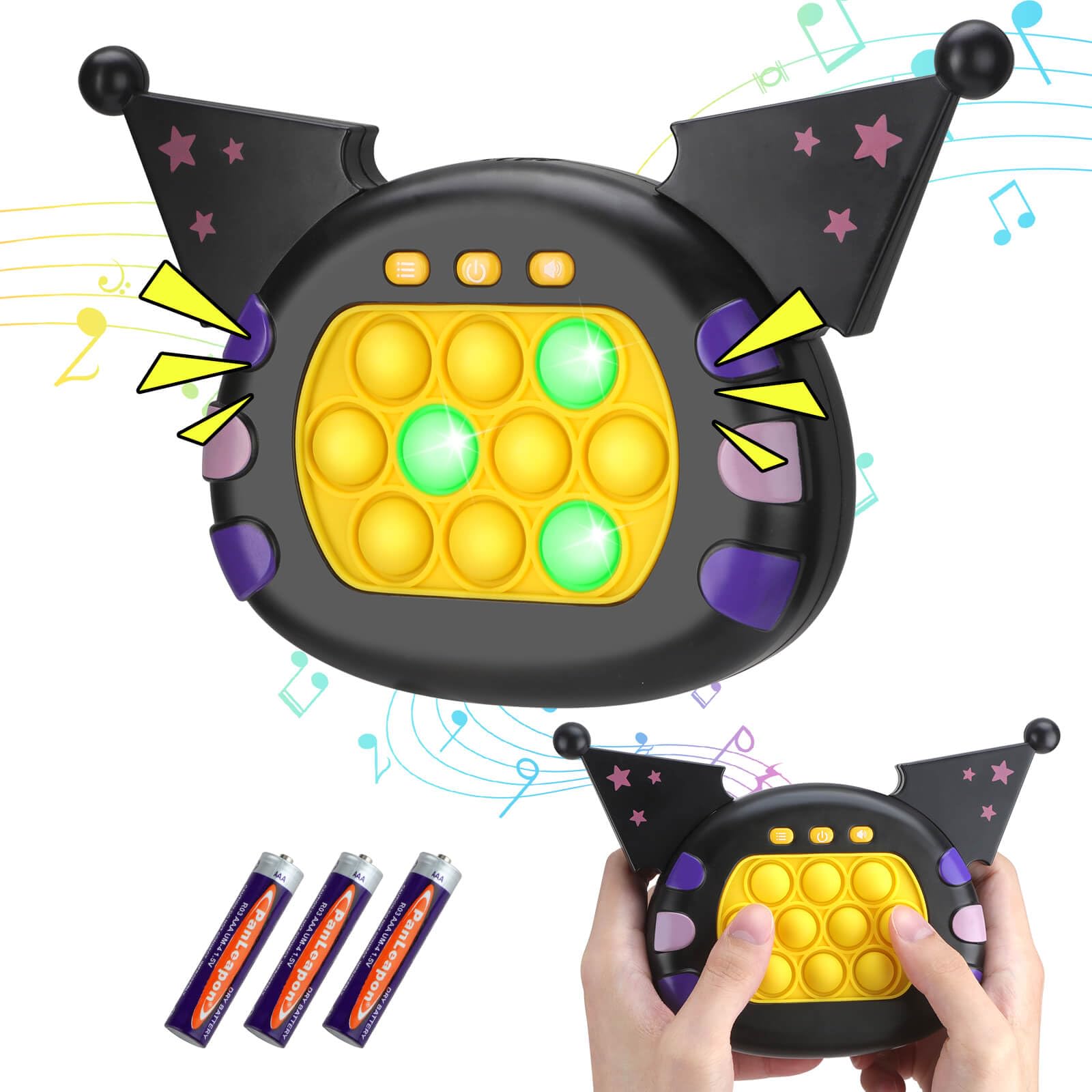 Pop It Game Fidget Toys for Kids Light Up Pattern Popping Games with Music Quick Push Game Sensory Toys Puzzle Pop Bubble Game Controller Machine for 4 5 6 Year Old Boys Girls Gifts(Battery included)