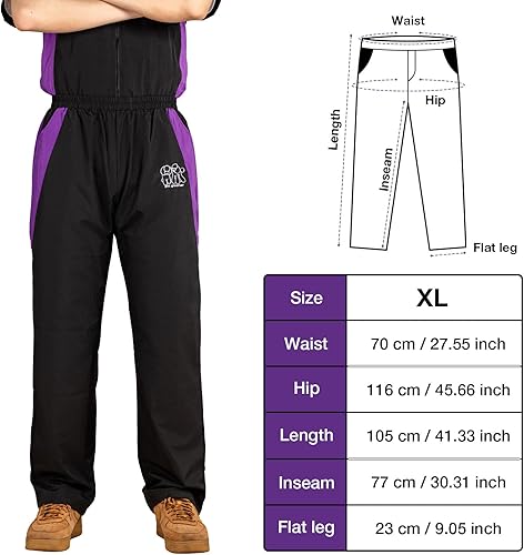 Miniatura 6 de Noverlife Pantalones de aseo transpirables, tamaño XL, pantalones esteticistas antiestáticos para mascotas con 2 bolsillos, uniformes de peluquería