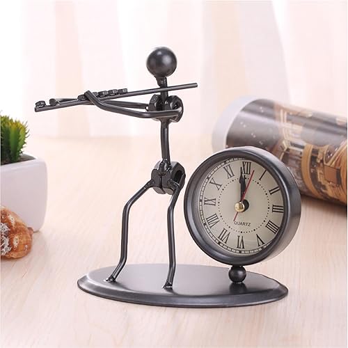 Miniatura 10 de Reloj de estatua de hierro creativo para hombre, arte de hierro, reloj retro personalizado, adornos de escritorio, manualidades para el hogar, sala