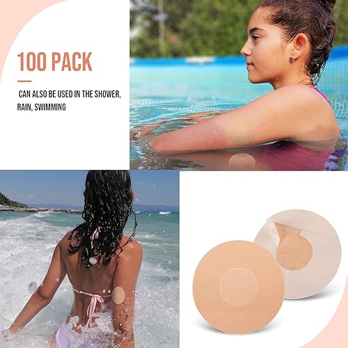 Miniatura 3 de 100 piezas de parches adhesivos para sensores CGM, parches de sensor CGM impermeables y resistentes al sudor, cinta adhesiva precortada para la