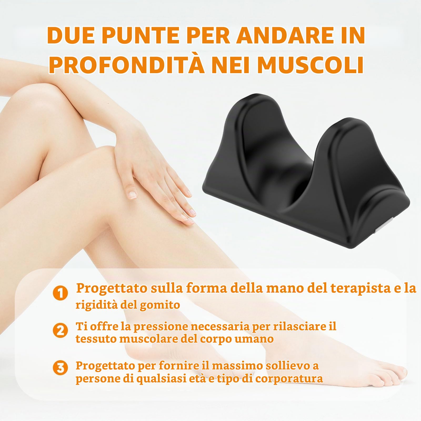 Massaggiatore Muscolare Tendine con 6 Supporti Antiscivolo Inferiori, Collo Massaggiatore Dello Psoas, Strumento Rilascio Flessore per Ginocchio, Coscia, Posteriore, Polpaccio, Gancio 'Anca(Nero)