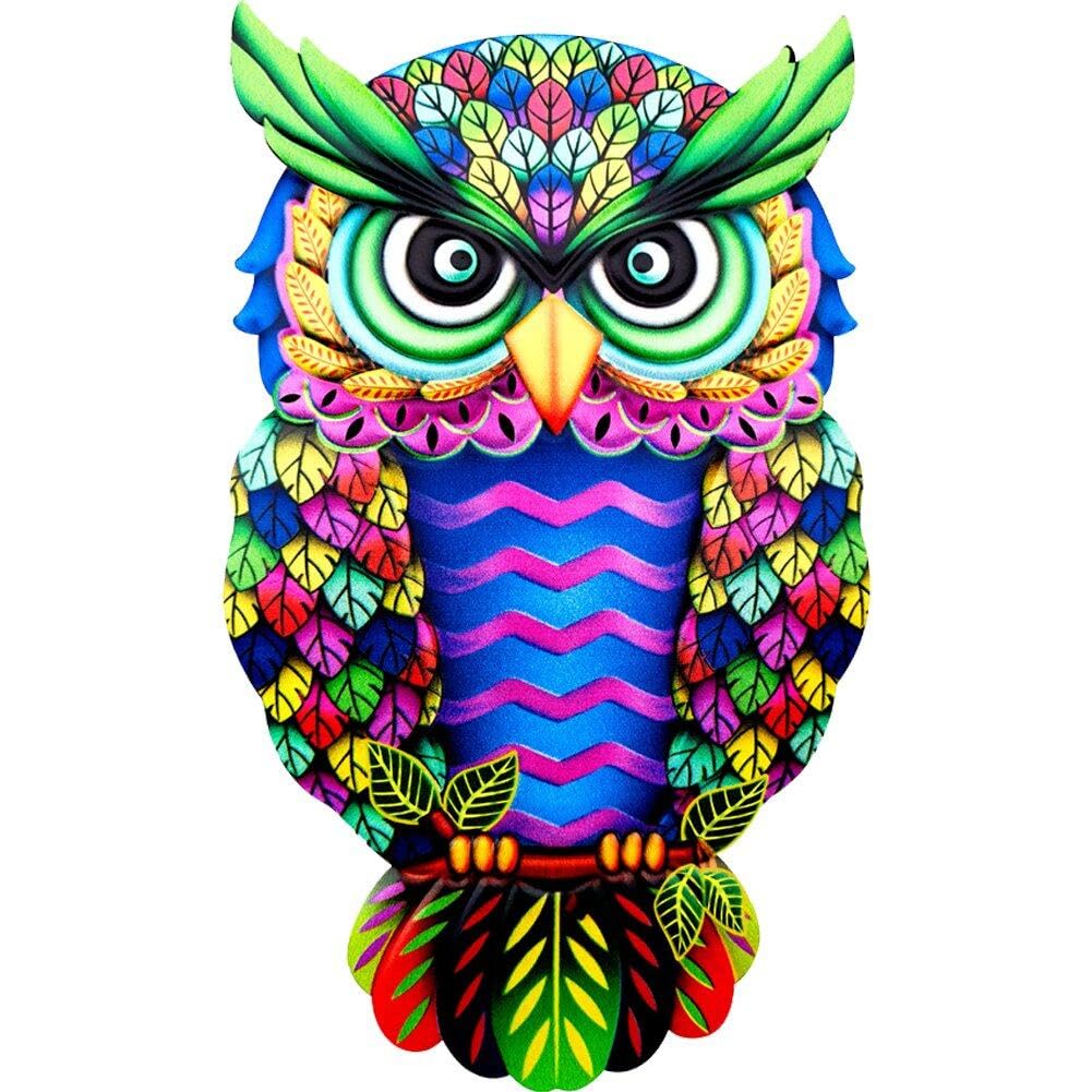 Hibou déco murale métal extérieur jardin grand modèle oiseau coloré pour maison