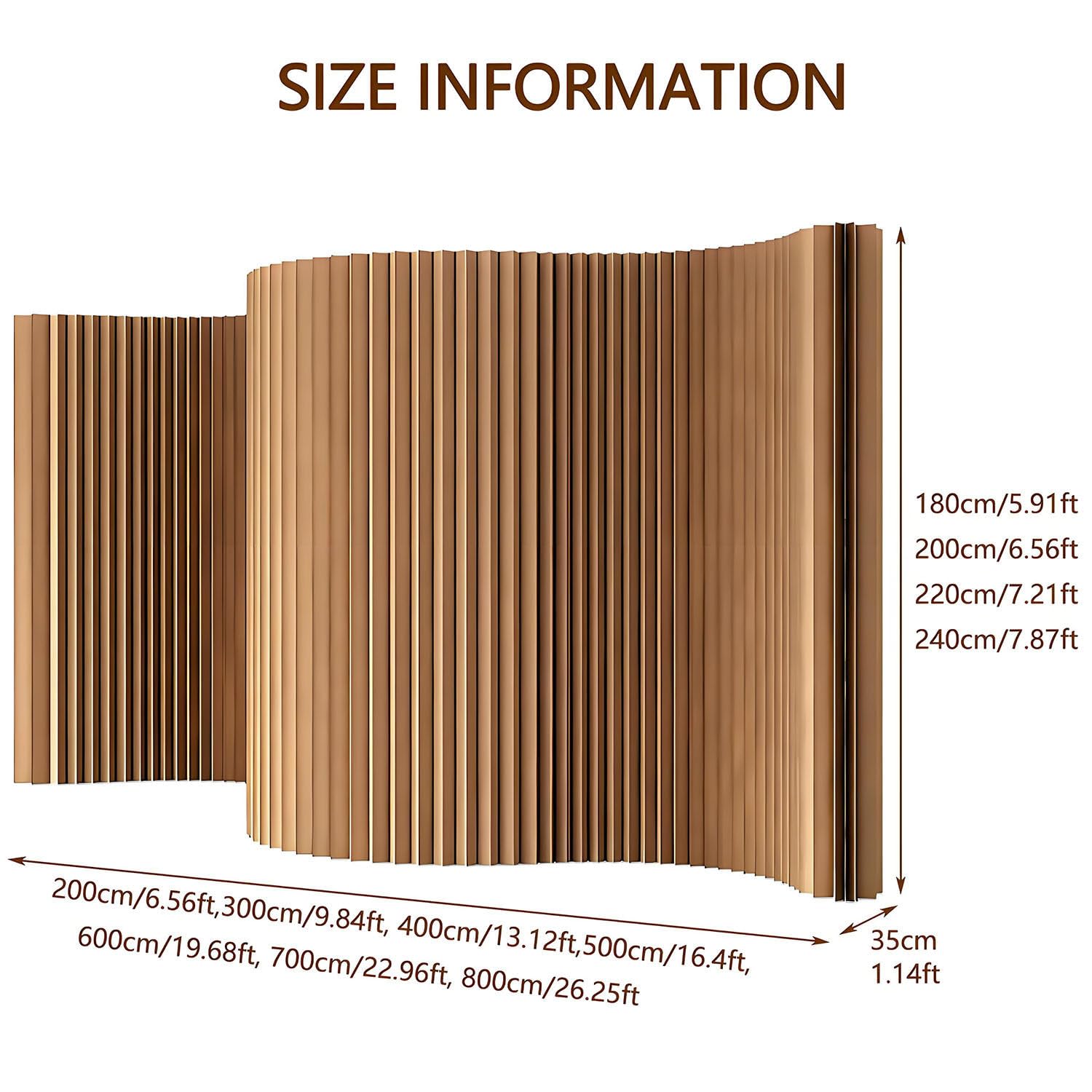 Separador de ambientes de papel, mampara plegable portátil para mayor privacidad - Panel divisorio retráctil para oficina en casa, tiendas y estudios, separador de paredes interiores Brown-7x2.4m