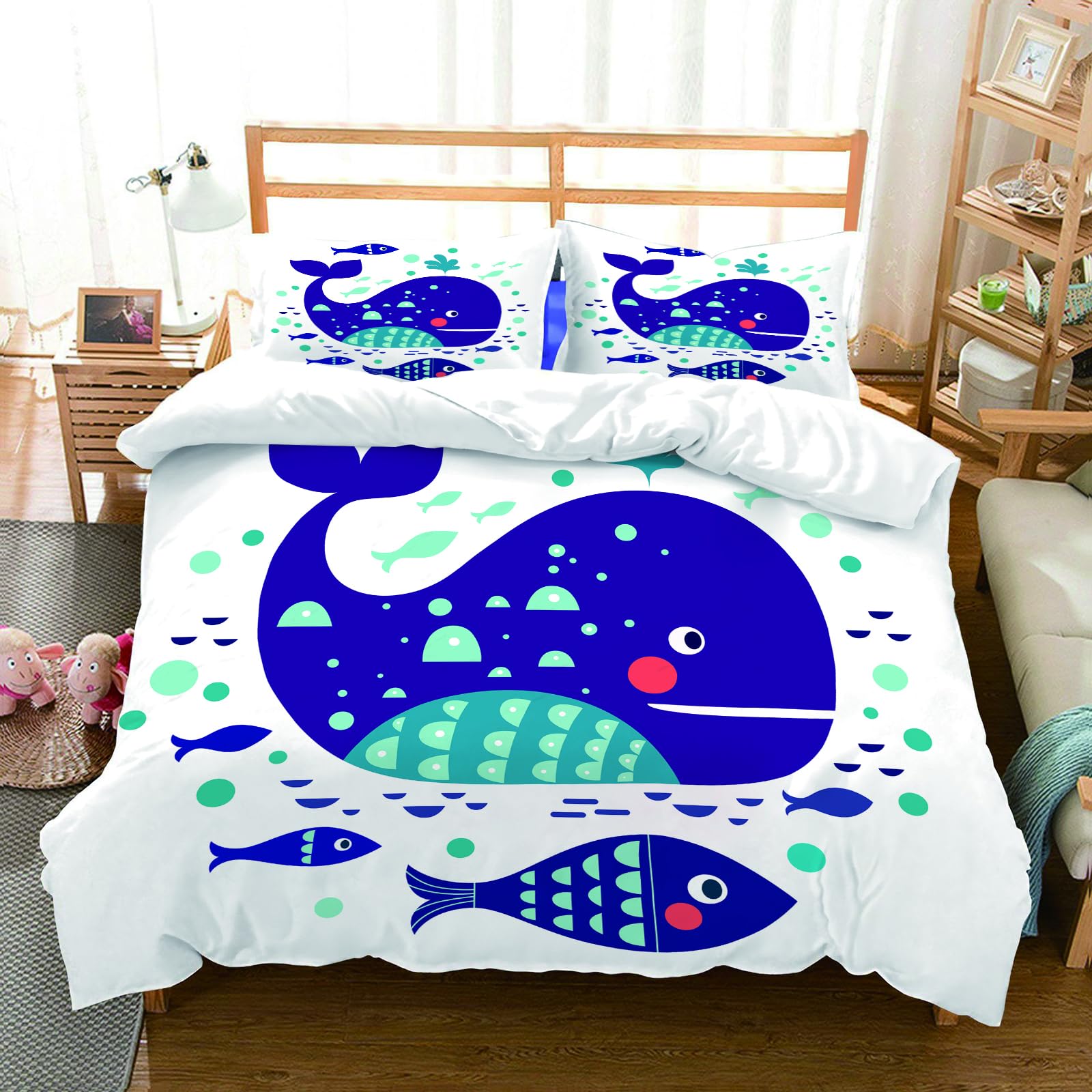 Parure de lit océan bleu pour chambre parentale en microfibre 228x264cm