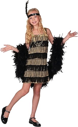 Miniatura 1 de Fun Costumes Vestido flapper dorado y negro para niñas, vestido flapper de los años 20, talla S