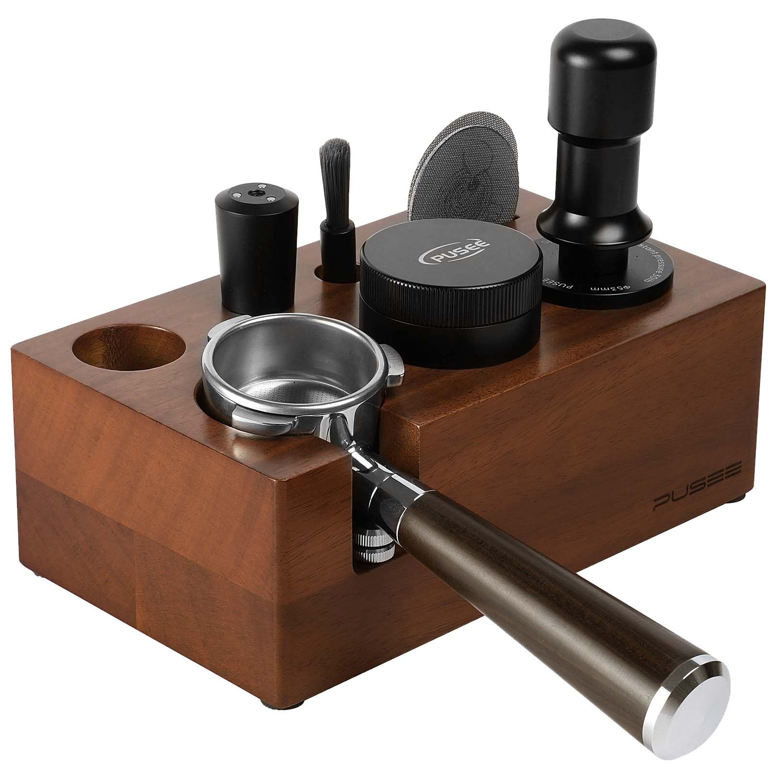 IKAPE Espresso-Klopfbox – 8-in-1 Organizer Für Tamper, Siebträger & Zubehör (51–58 Mm), Weiß