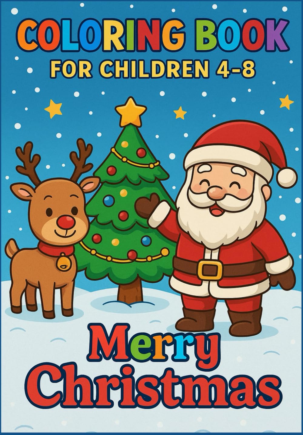 Coloring Book for Children 4-8: Merry Christmas: Fun and Easy Christmas Coloring Pages for Kids with Santa, Reindeer, Snowmen, Gifts, and Holiday Cheer