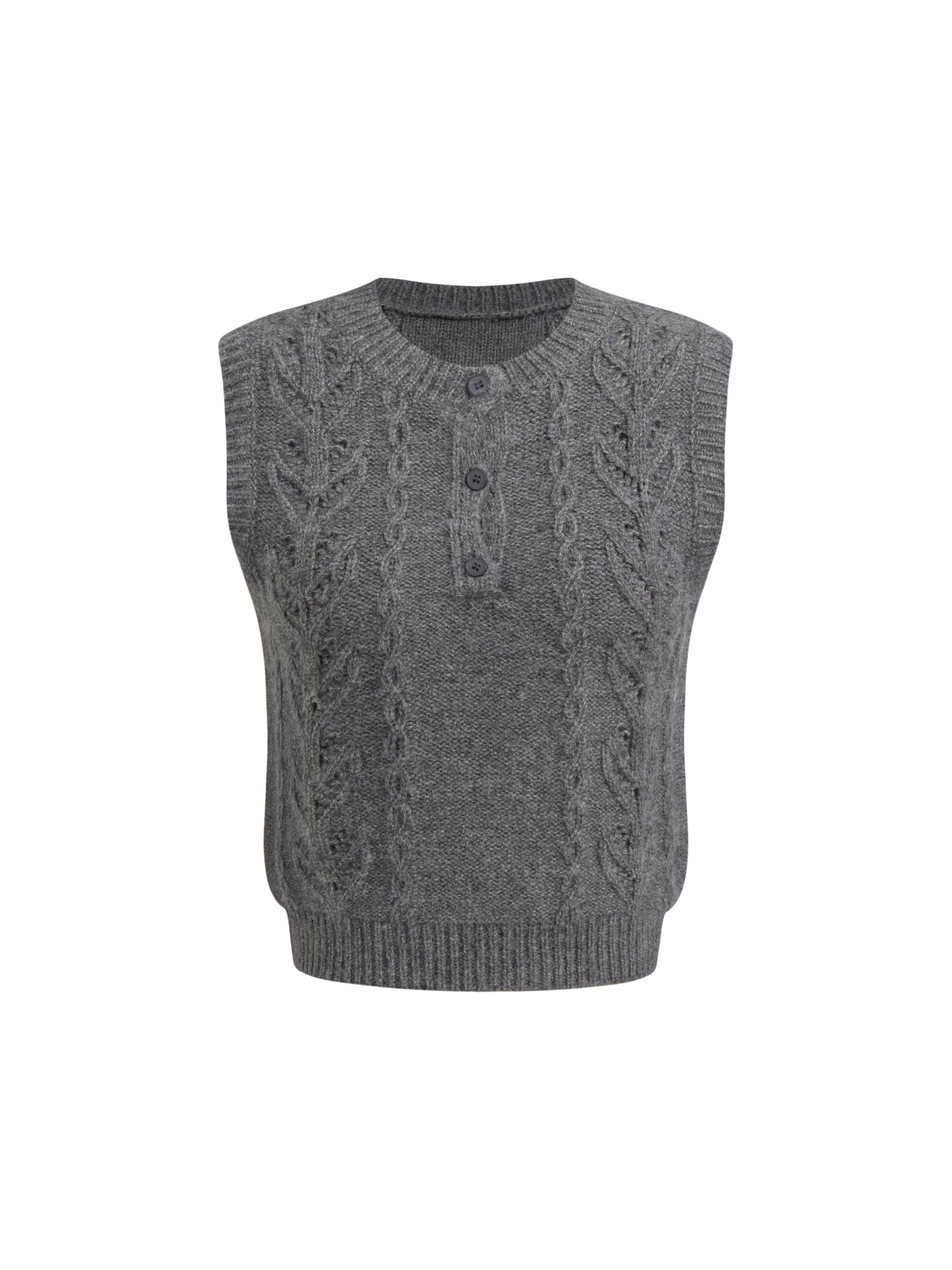 CIDER Womens Knitted Sweater Vest Sleeveless Button Down Cable Knit Pullover Vest