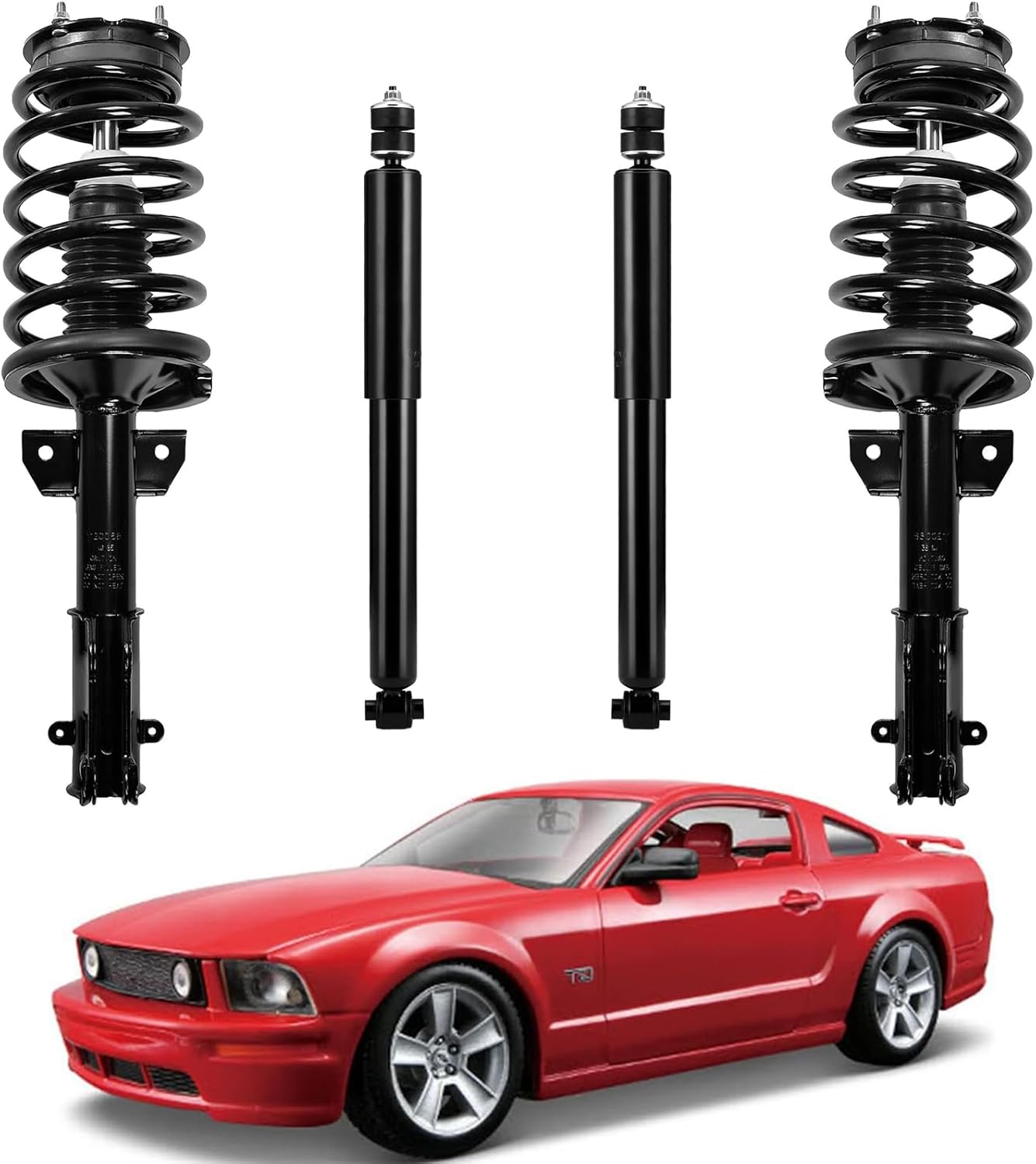 Front and Rear Shock Absorber Struts Complete Assembly for 2005-2010 Ford Mustang, Front Struts & Rear Shock Complete Assembly Pair, Struts Shock Absorber Set for Mustang
